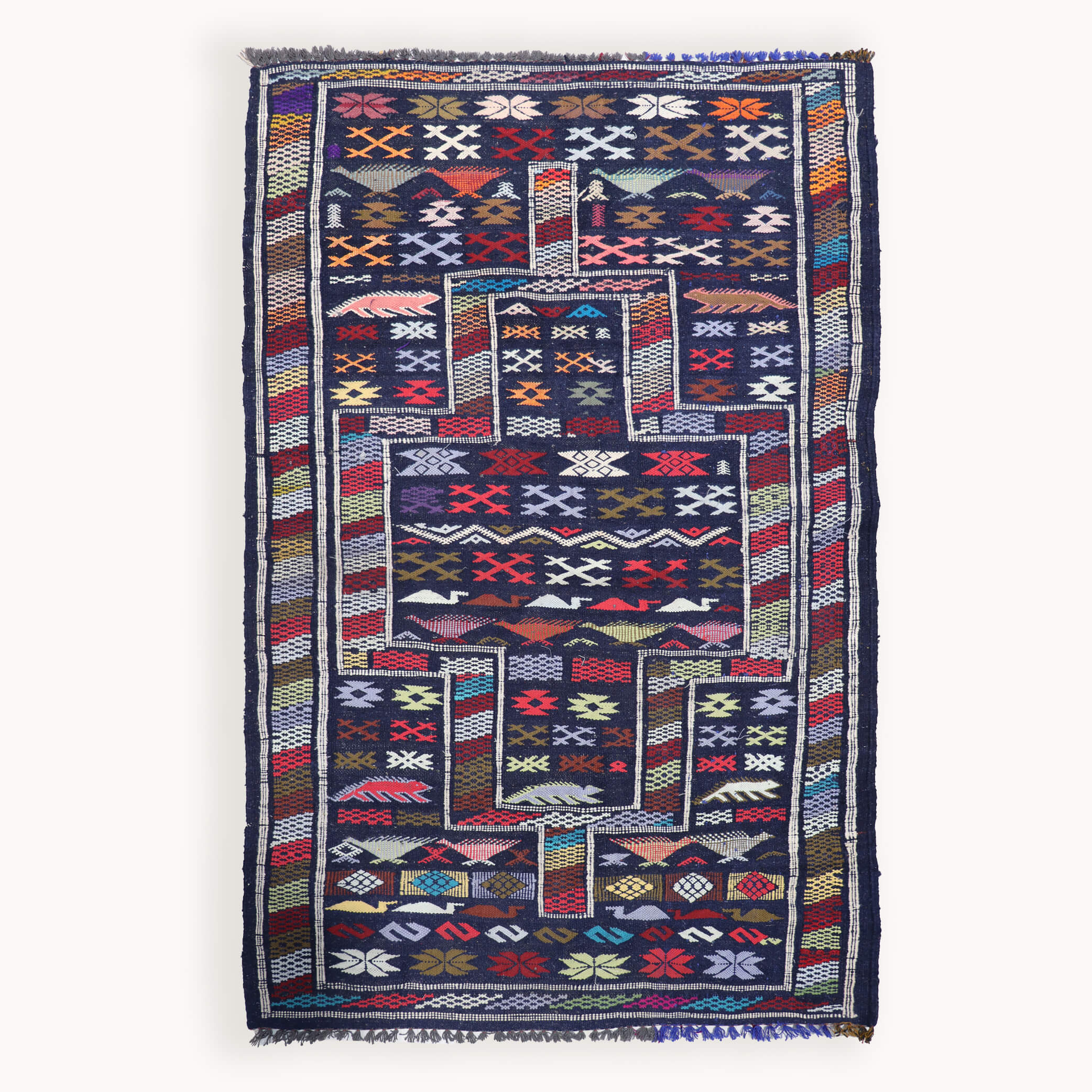 Dark Navy Morocco Atlas Mountain Tribal rug - W90cm x L140cm