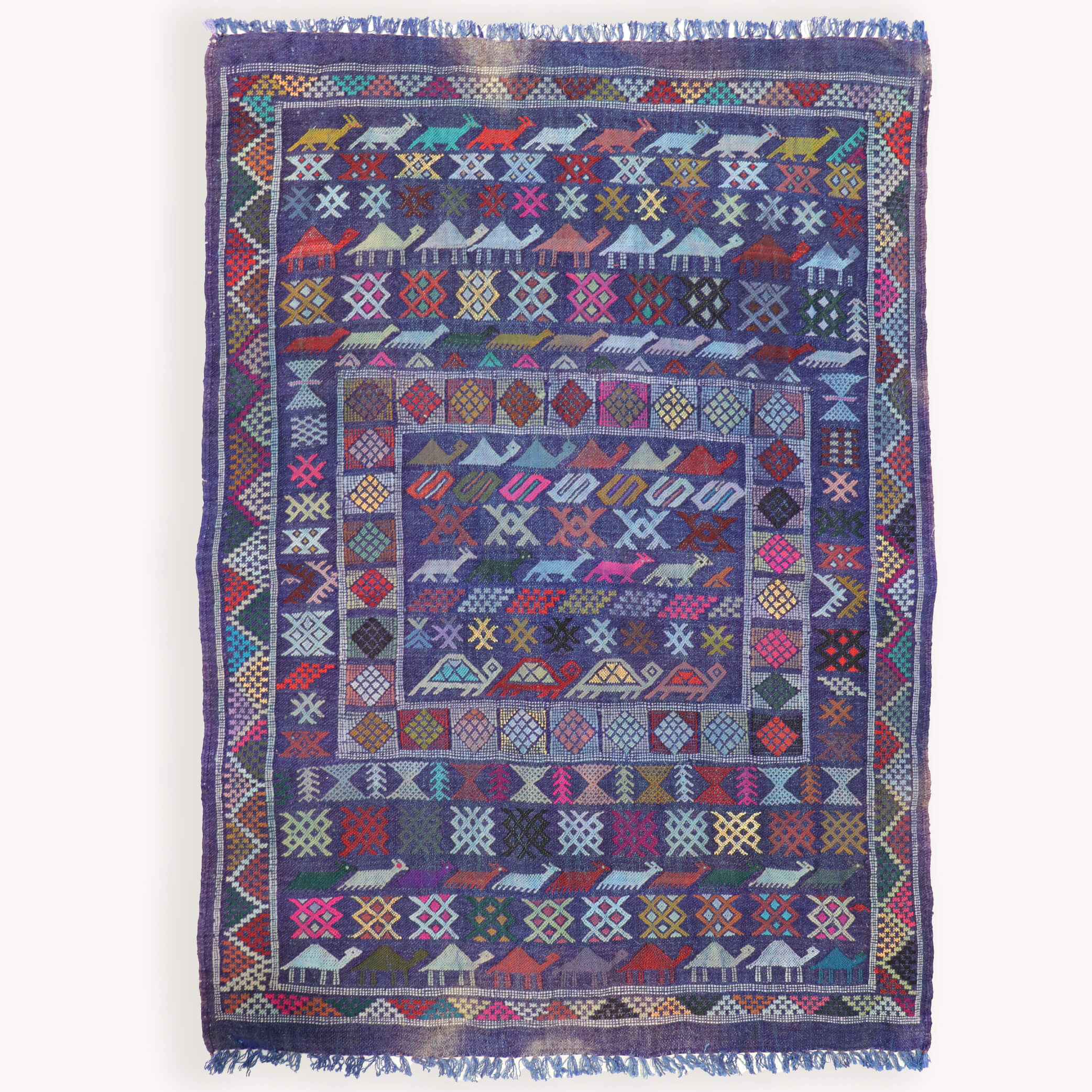 Indigo Morocco Atlas Mountain Tribal rug - W92cm x L127cm