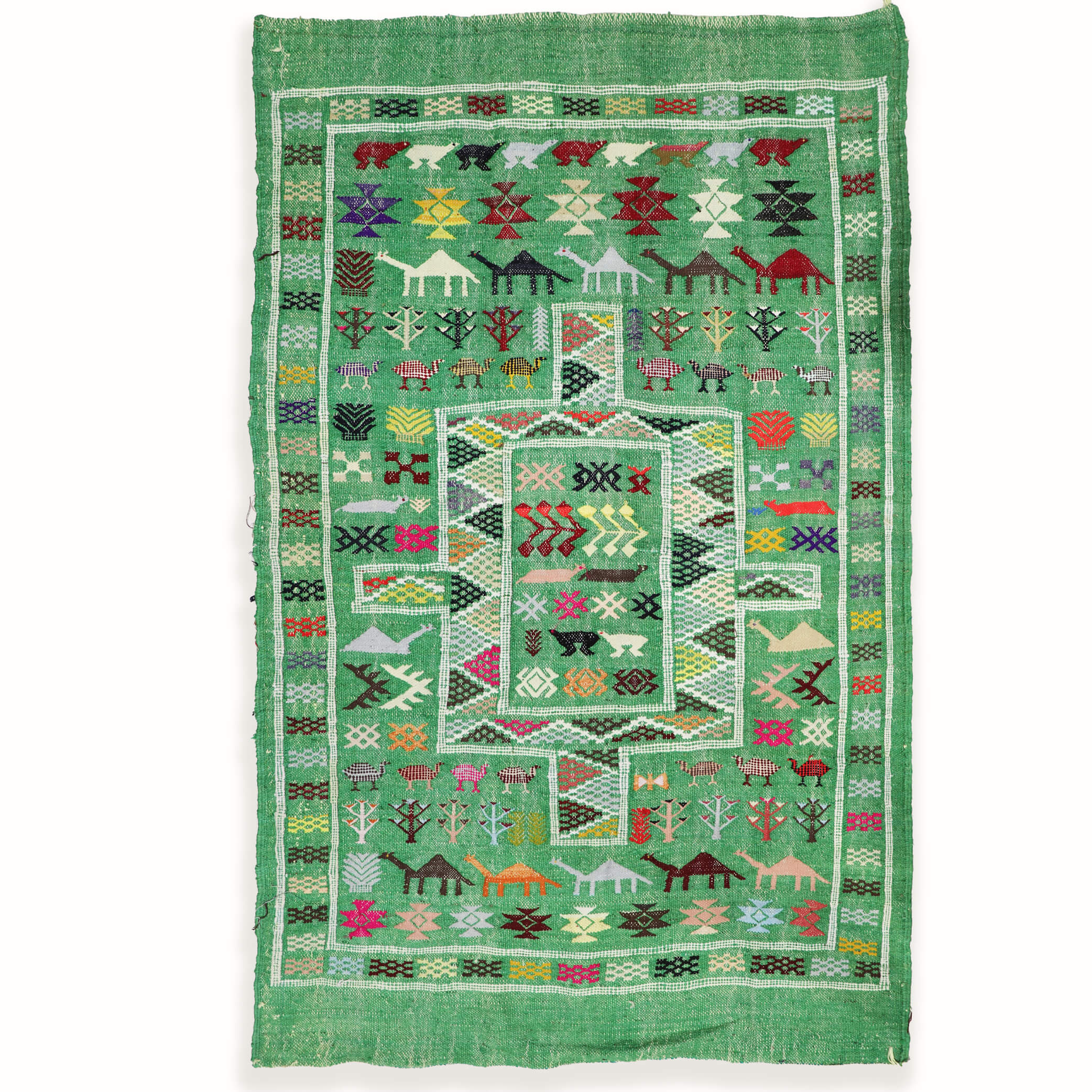 Apple Green Morocco Atlas Mountain Tribal rug - W90cm x L138cm