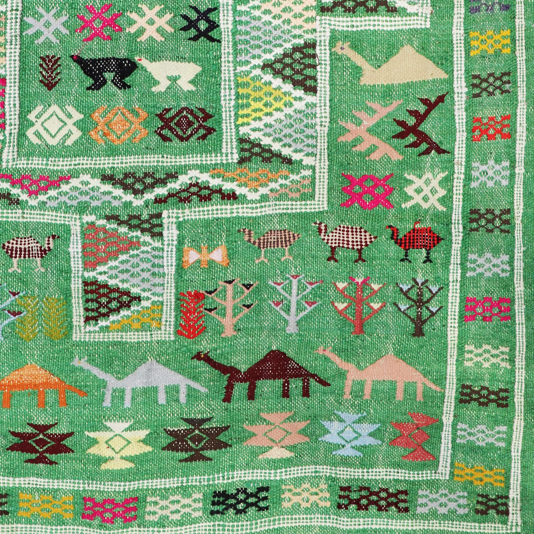 Apple Green Morocco Atlas Mountain Tribal rug - W90cm x L138cm