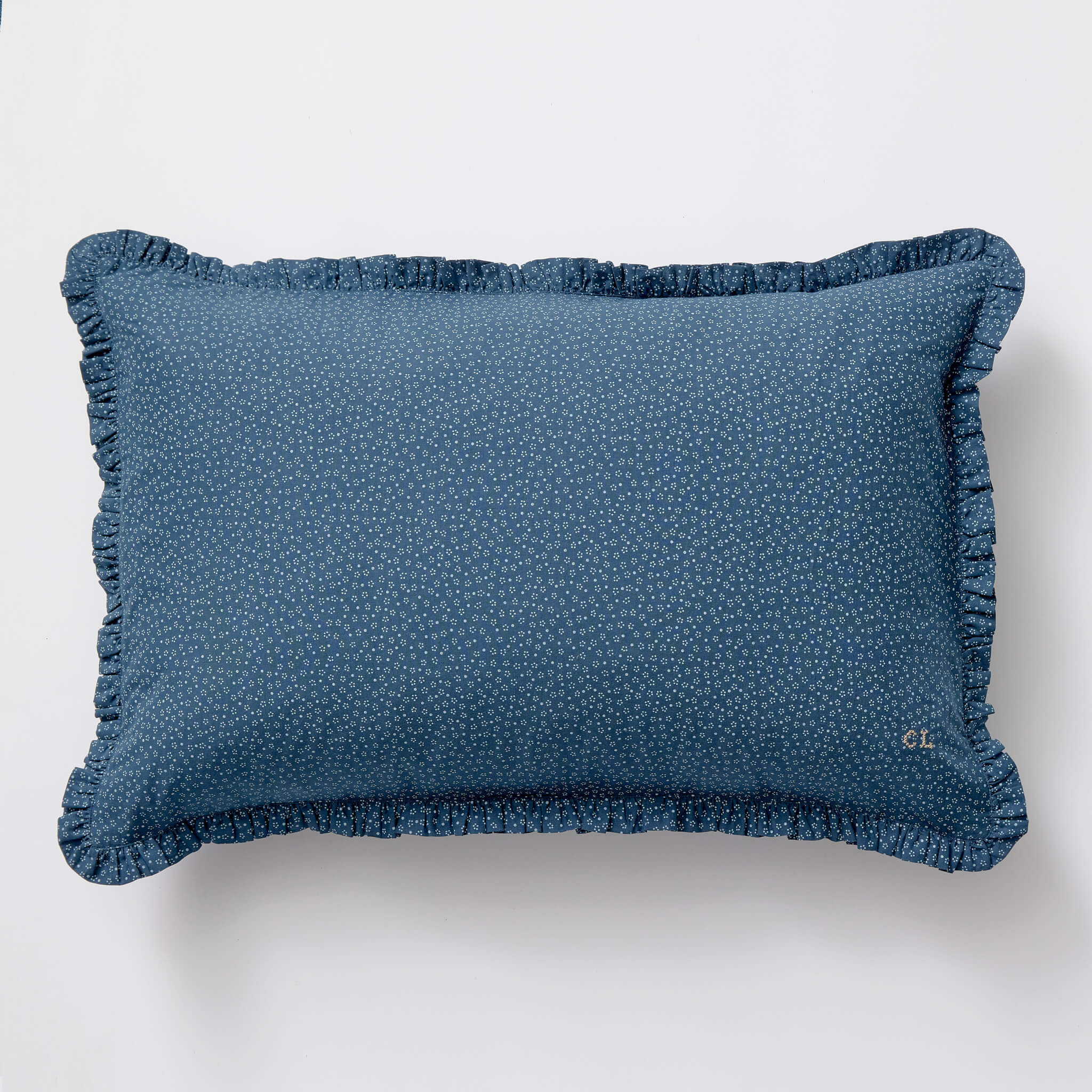 Indigo Dot Frill  Pillowcase