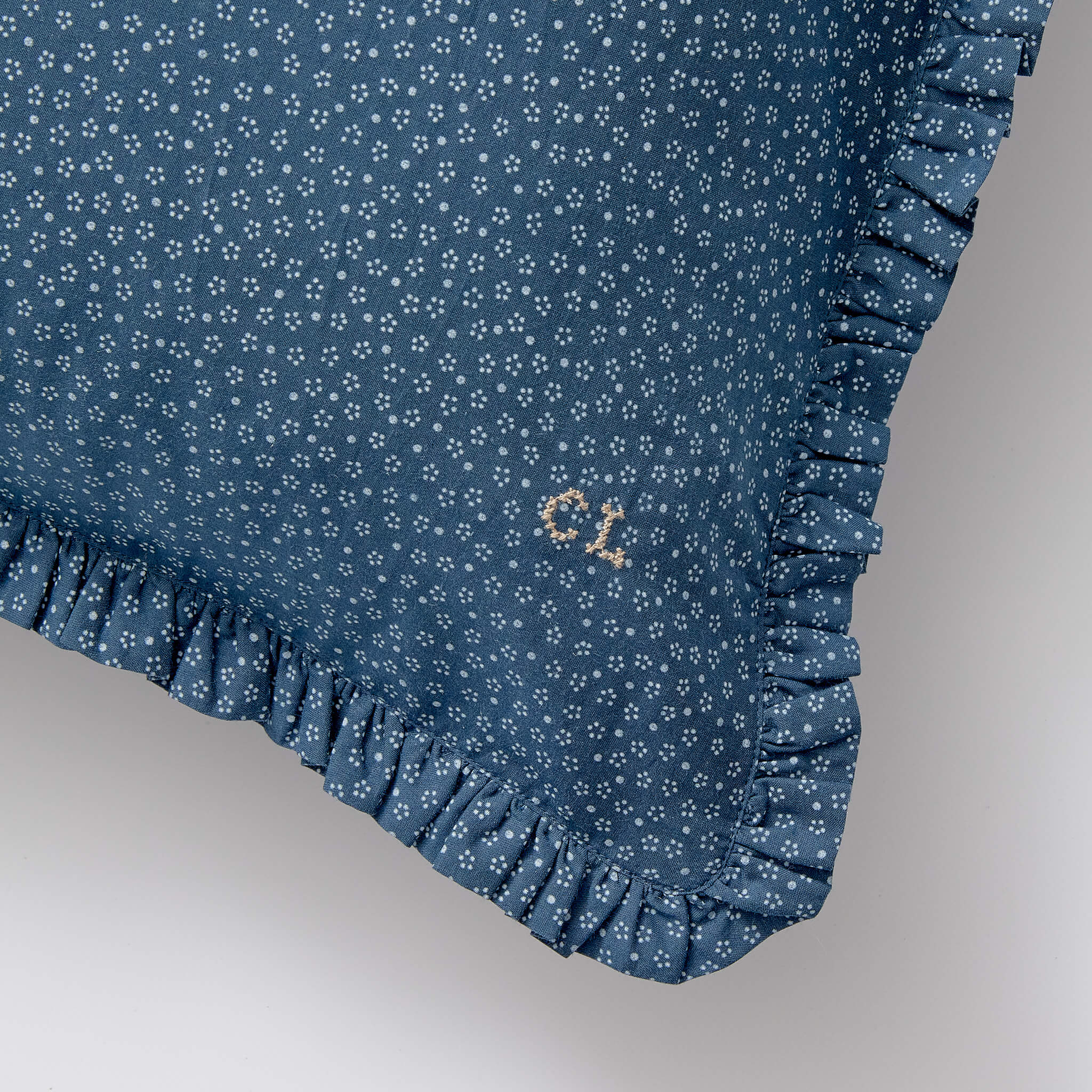 Indigo Dot Frill  Pillowcase