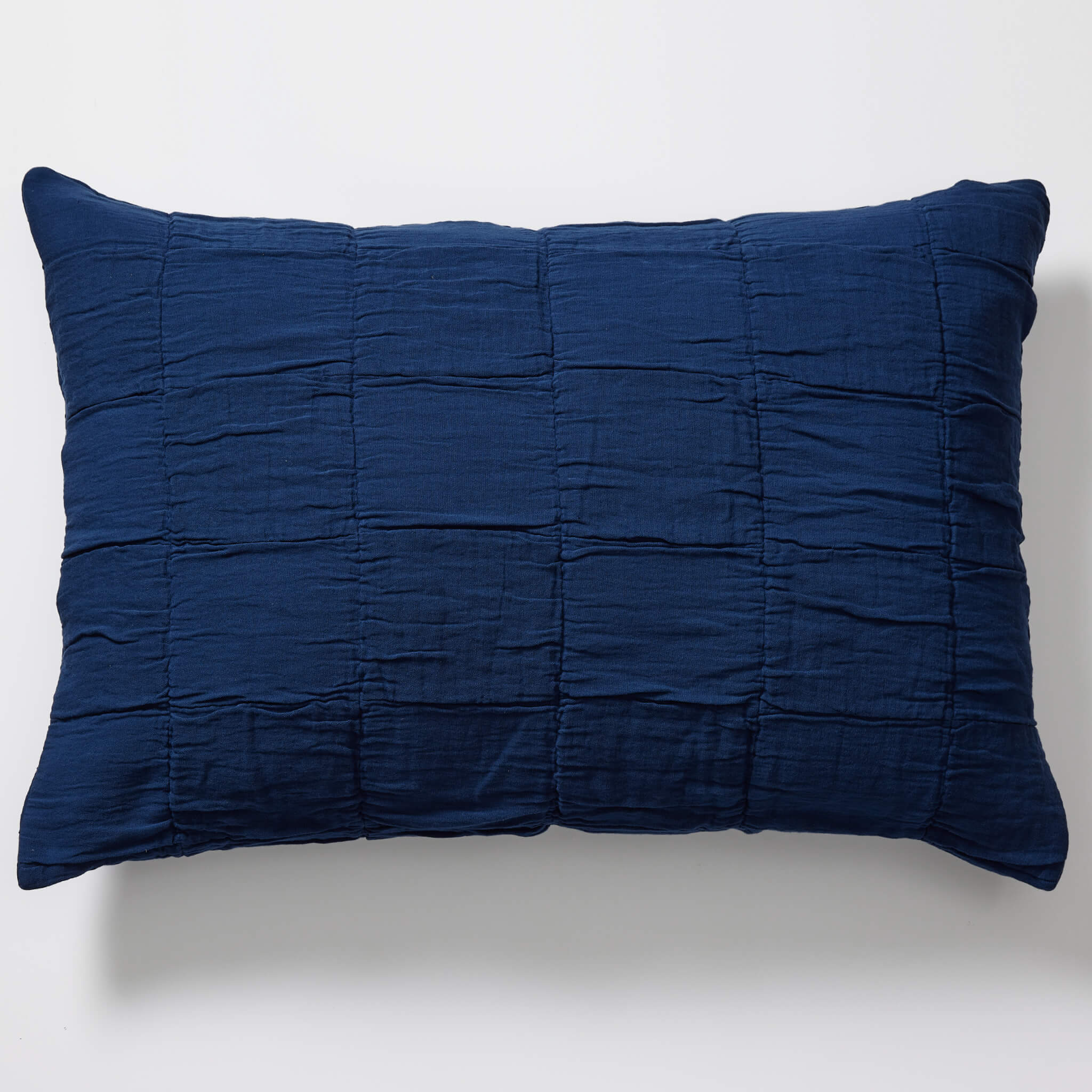 Square Quilted Gauze Cushion Cover - Indigo