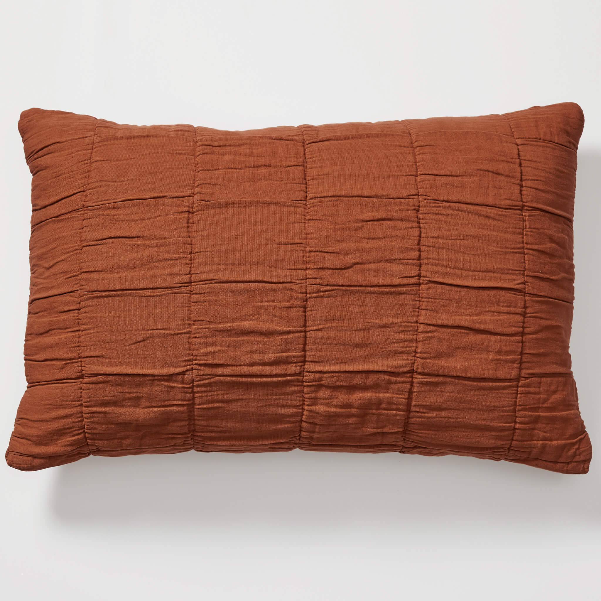 Square Quilted Gauze Cushion Cover - Spice