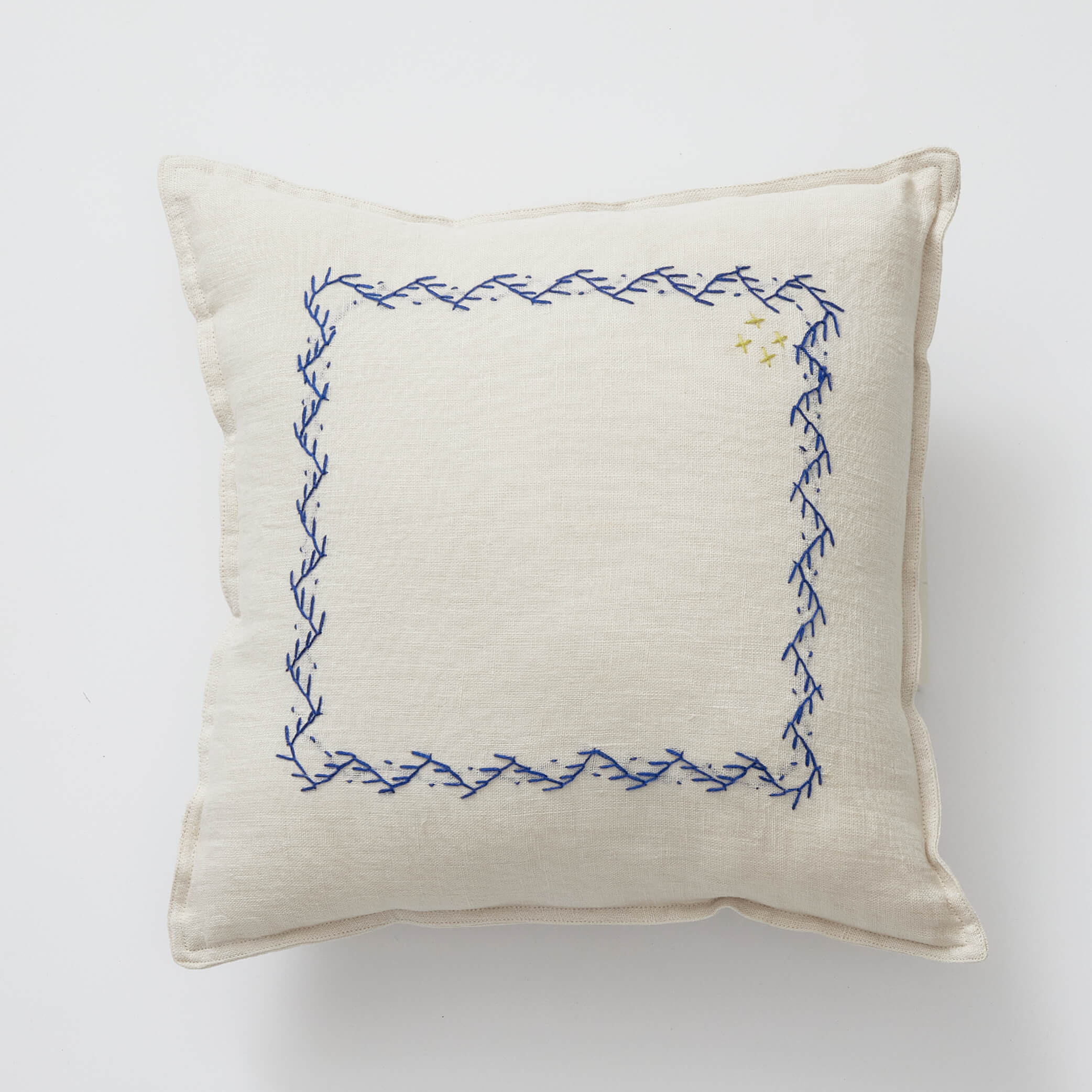 Camomile Linen Square Zig Zag Cushion