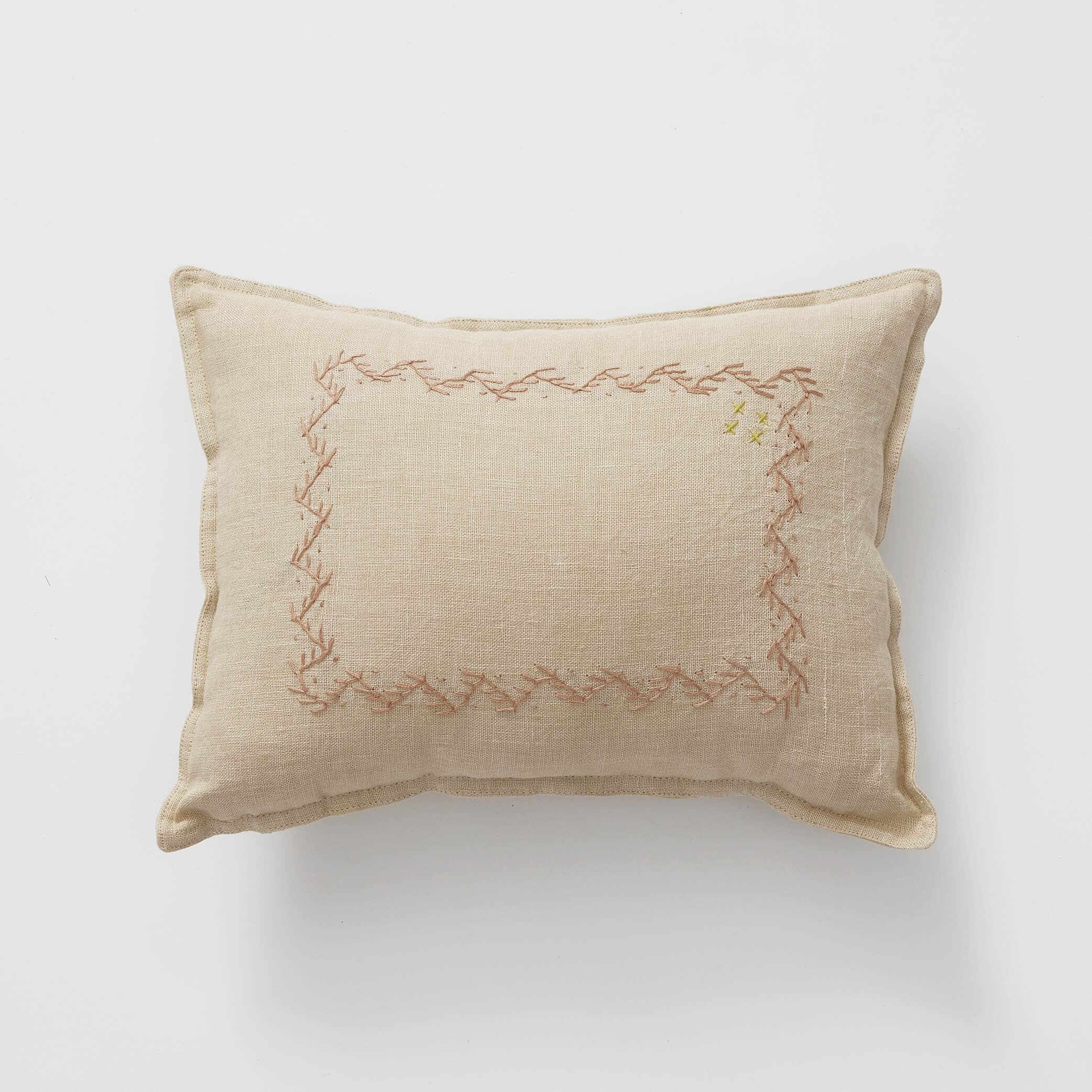 Hand embroidered  Small Zig Zag Cushion