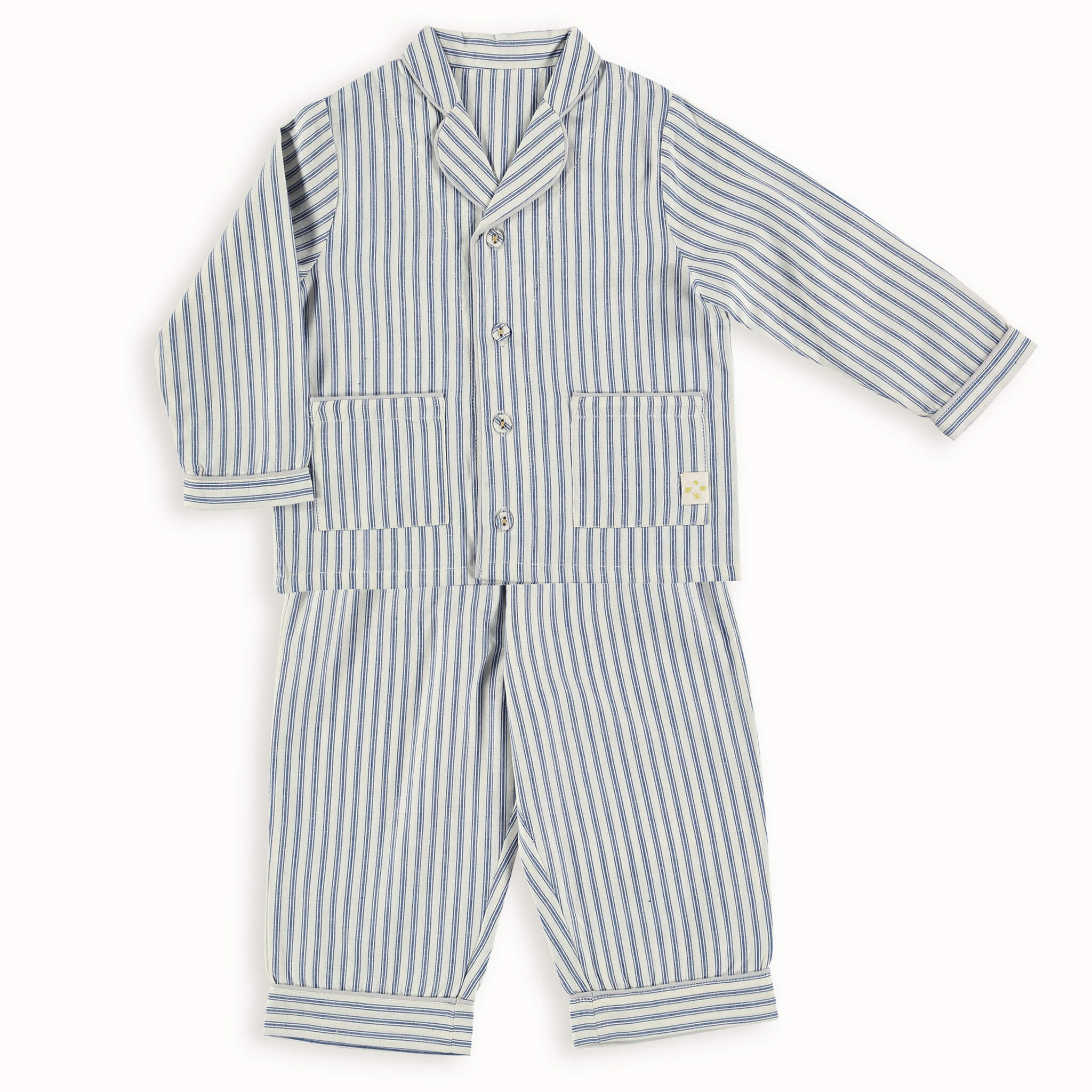 Blue Ticking Stripe Unisex Pyjama set