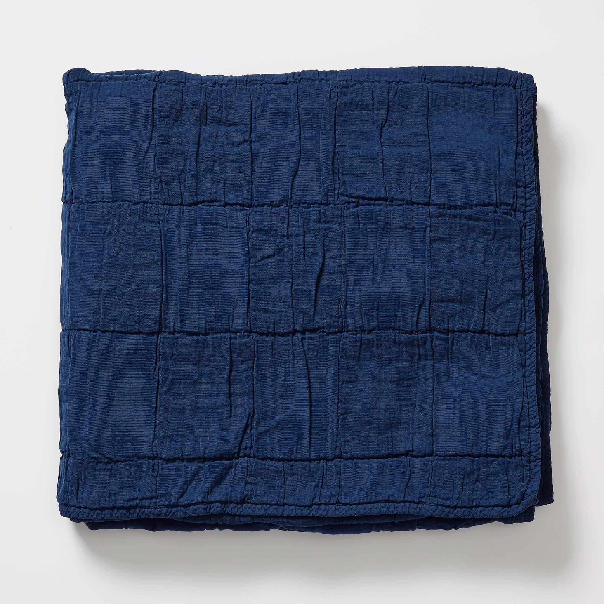 Square Quilted Gauze Blanket - Indigo