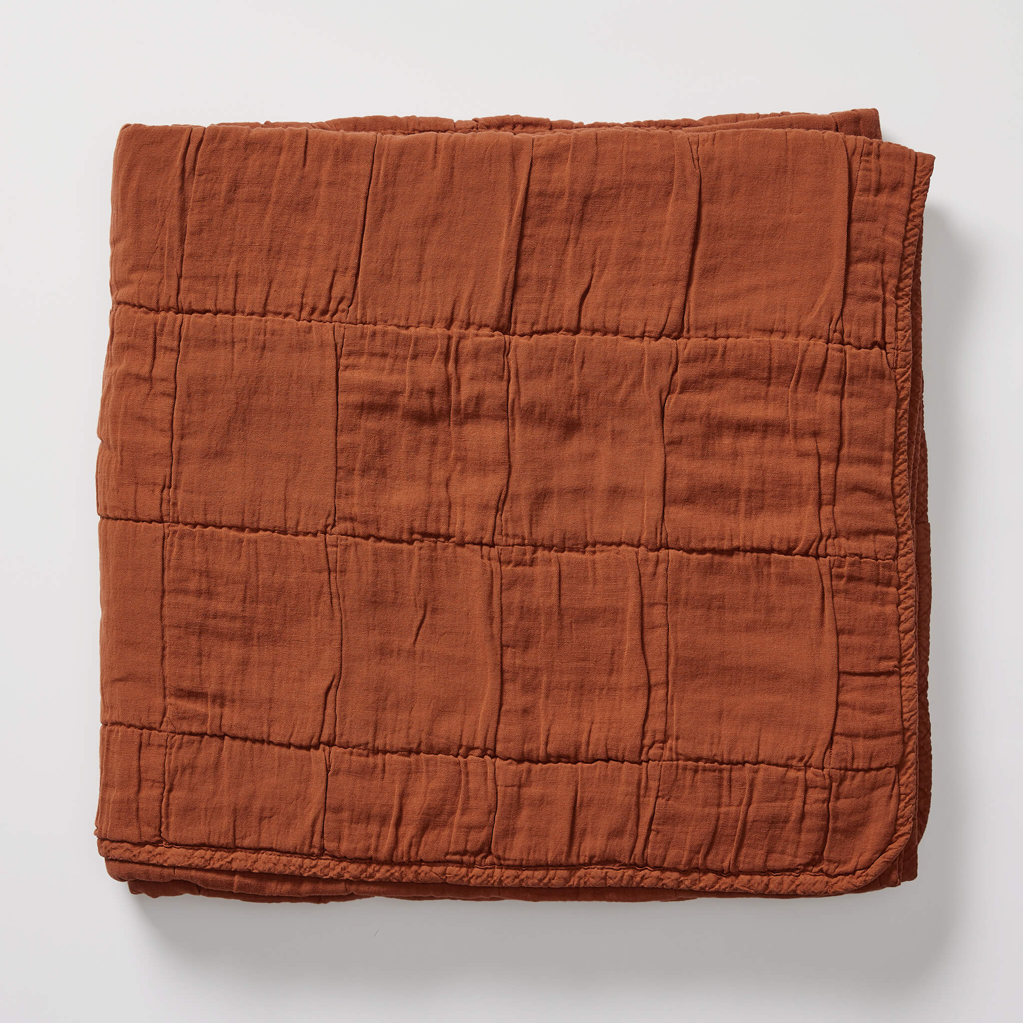 Square Quilted Gauze Blanket - Spice