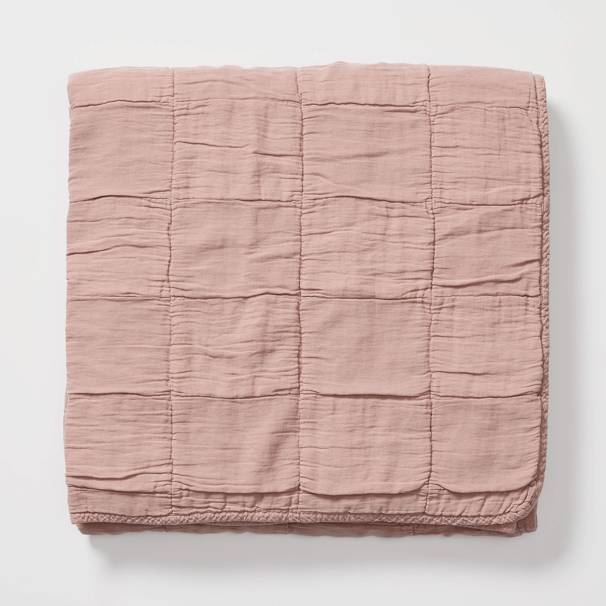 Square Quilted Gauze Blanket - Rose