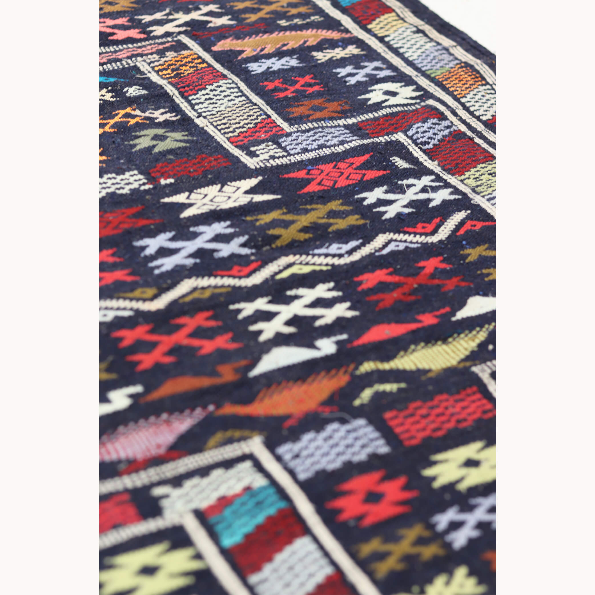 Dark Navy Morocco Atlas Mountain Tribal rug - W90cm x L140cm