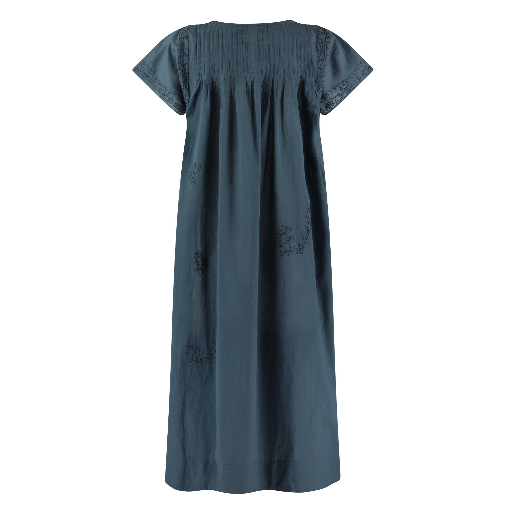 Pin Tuck Cotton Voile Dress in Ink