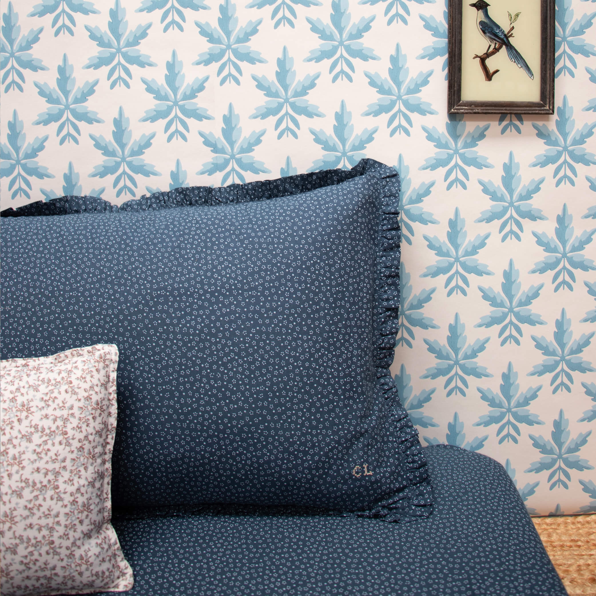 Indigo Dot Frill  Pillowcase