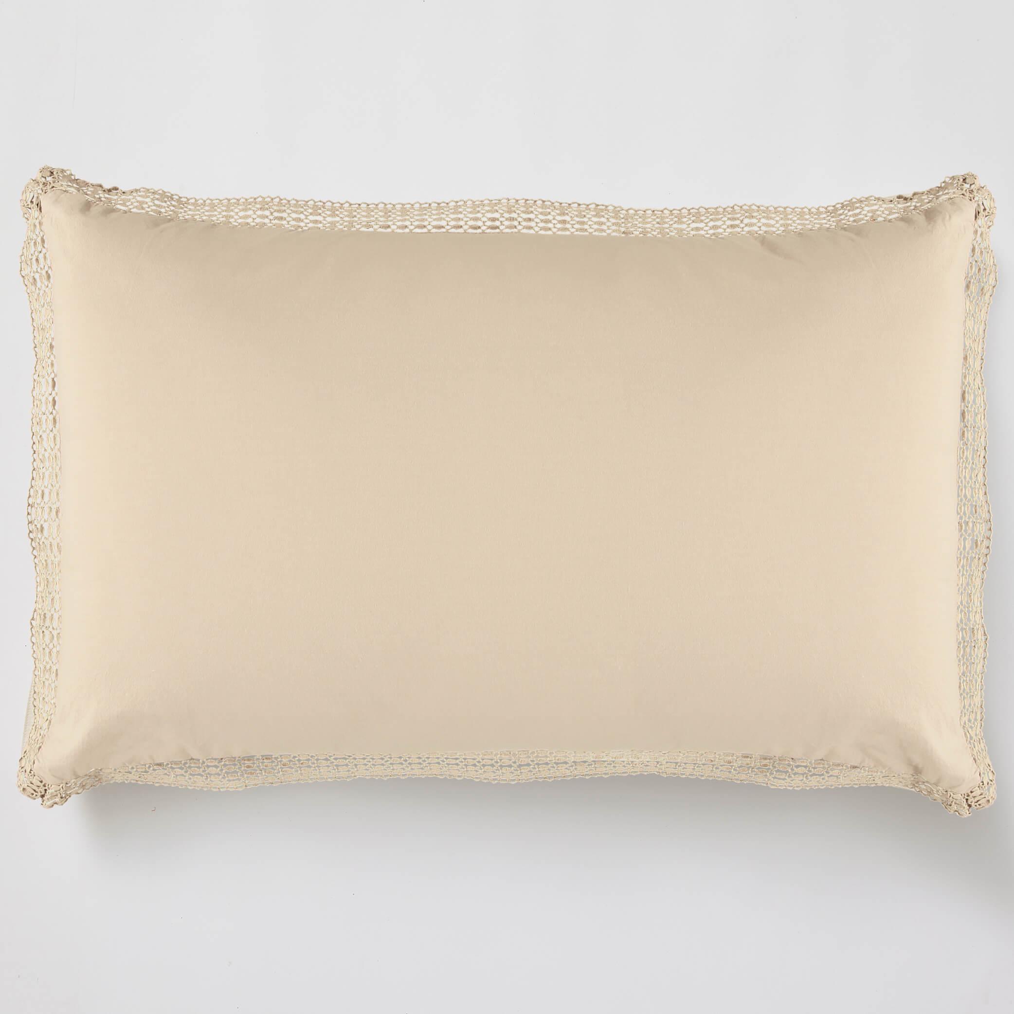 Organic Cotton Percale Lace Oxford Pillowcase - Warm Natural