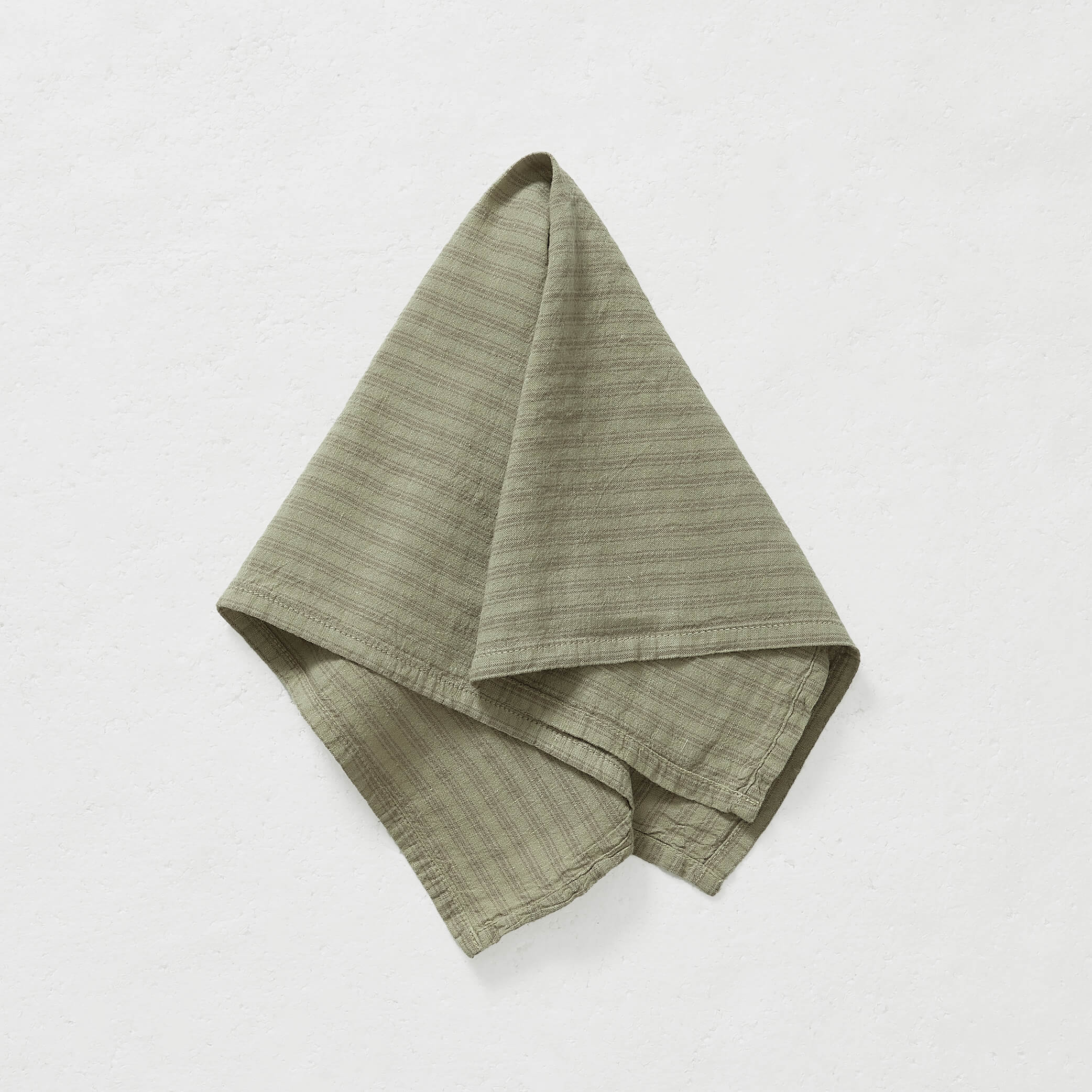 Washed Linen Cotton Ticking Stripe Napkin - Olive