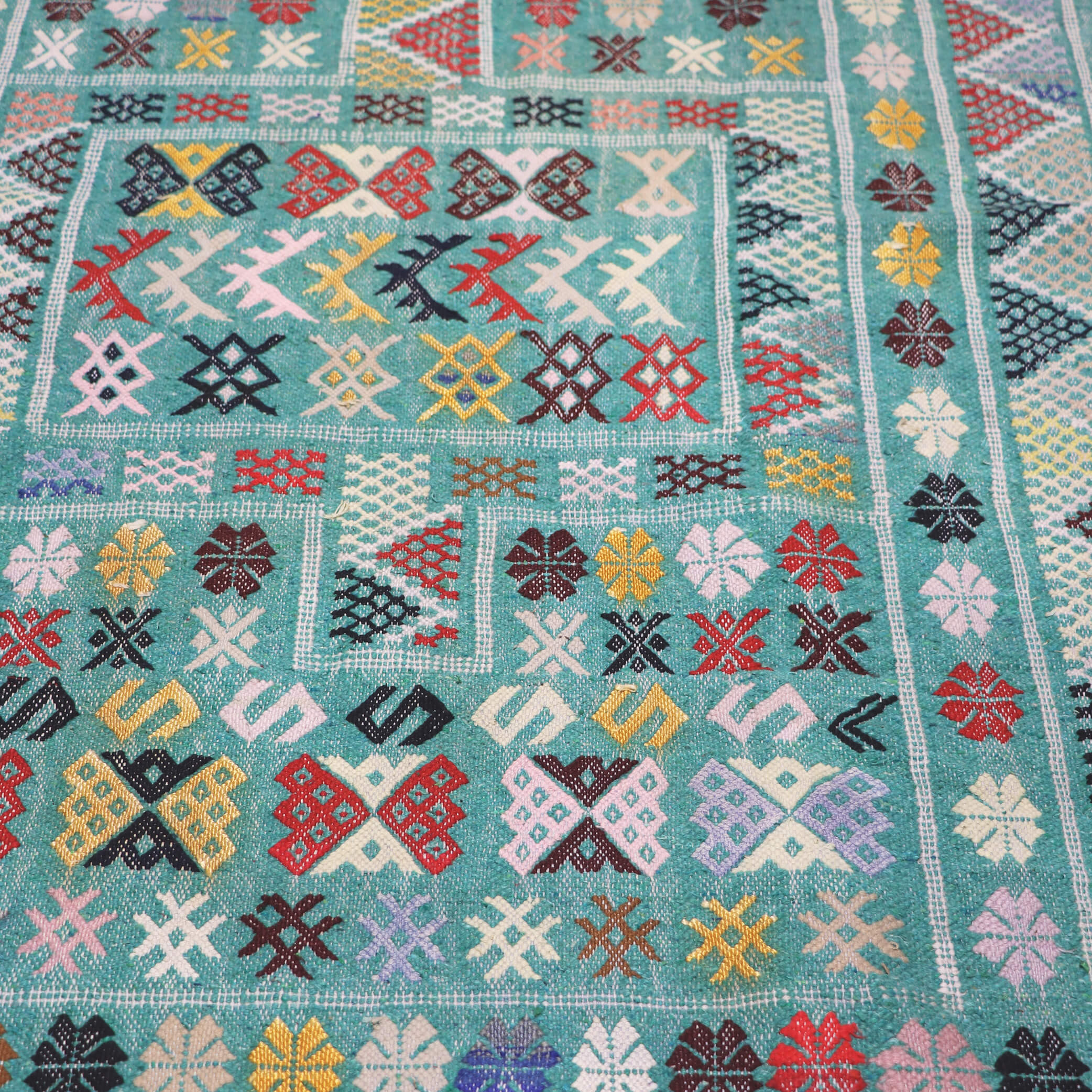 Teal Morocco Atlas Mountain Tribal rug - W89cm x L137cm