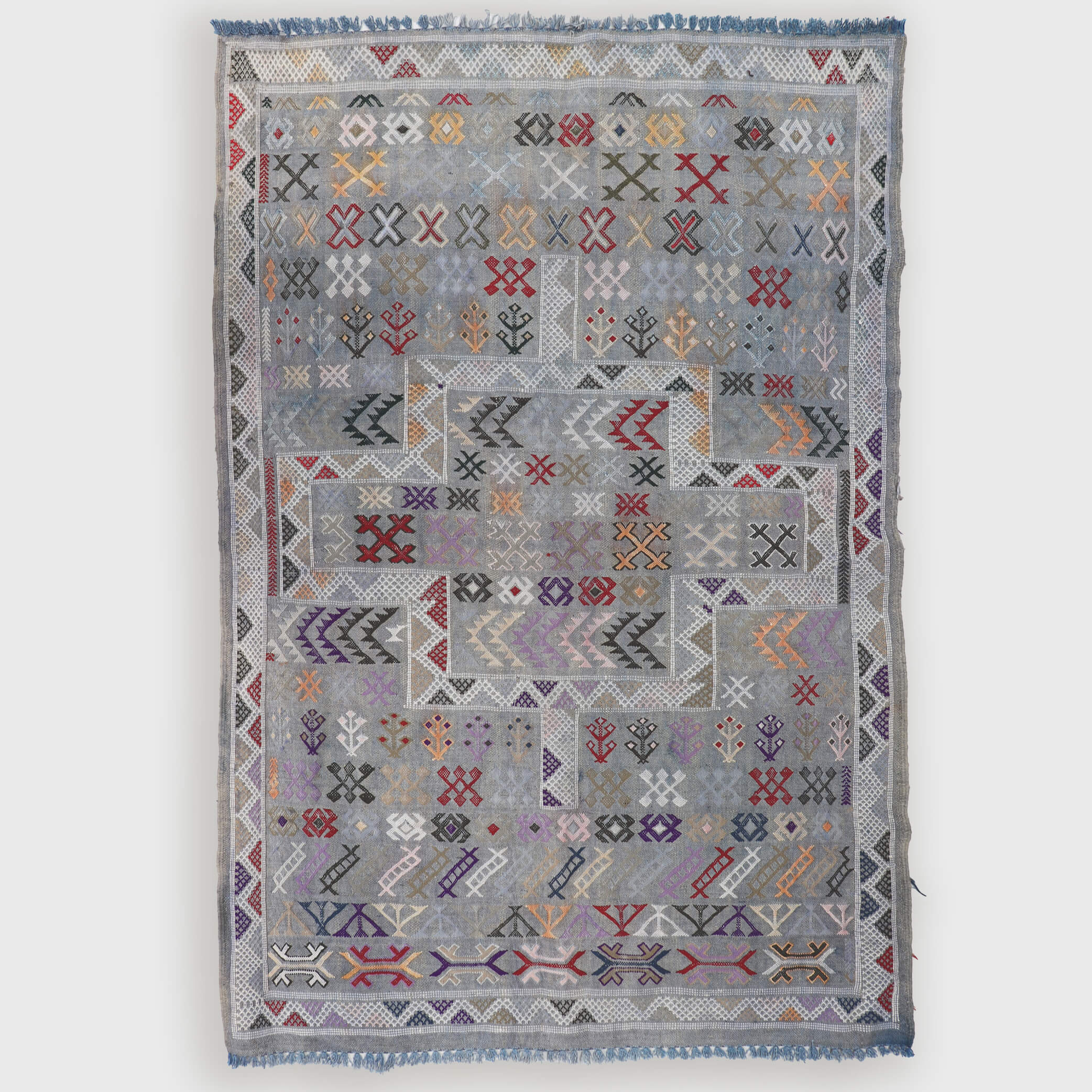 Grey Vintage Morocco Atlas Mountain Tribal rug - W92cm x L126cm