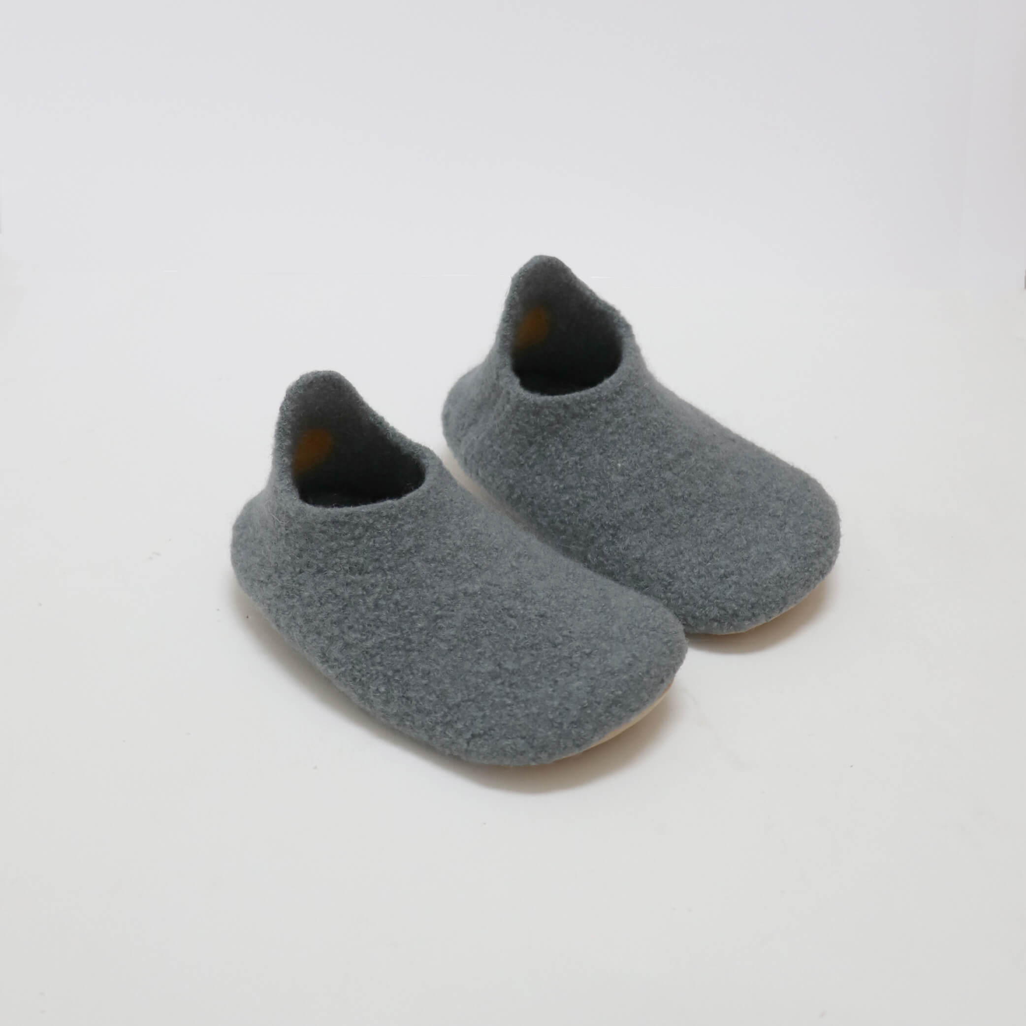 Kids Merino Wool Slippers - Grey Blue