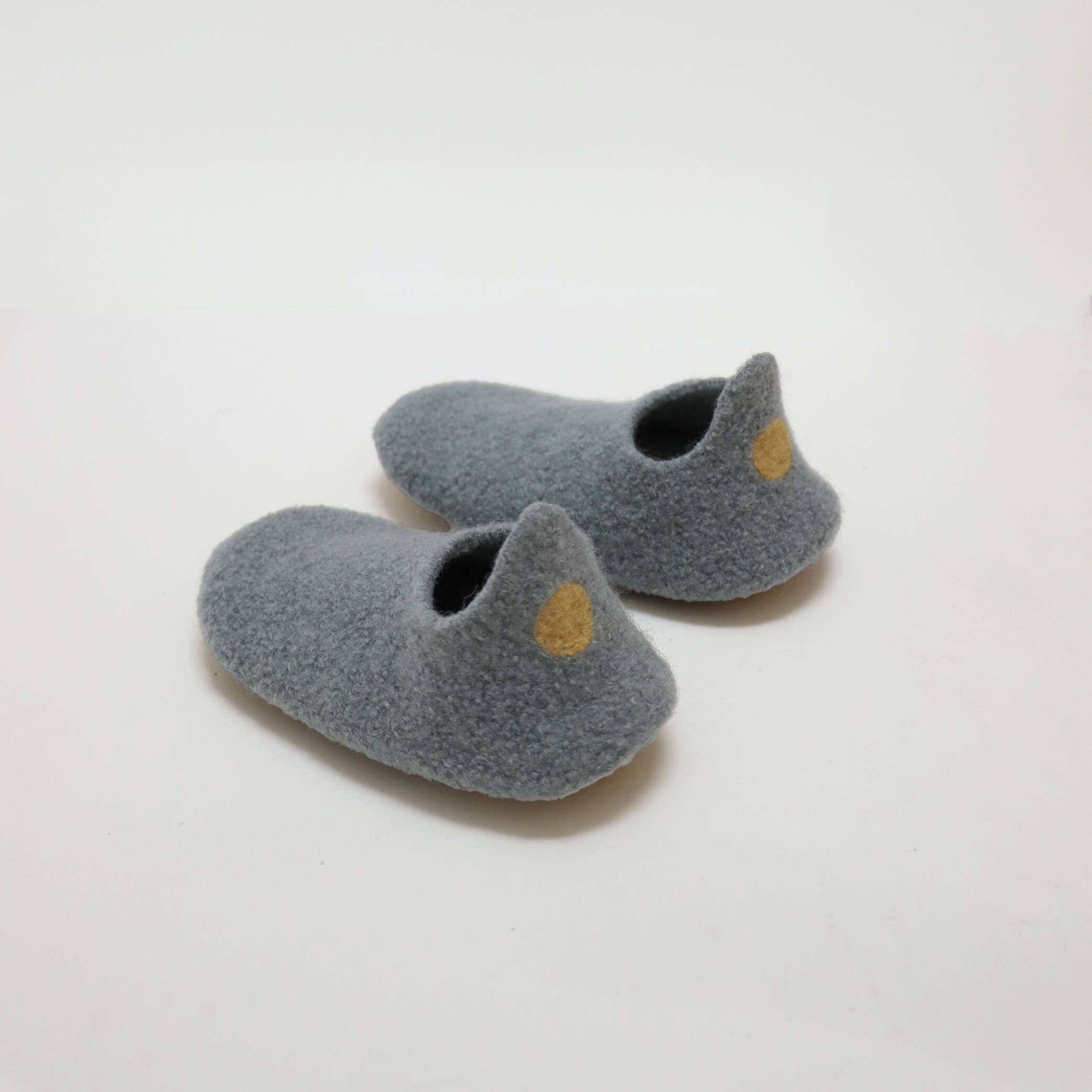 Kids Merino Wool Slippers - Grey Blue