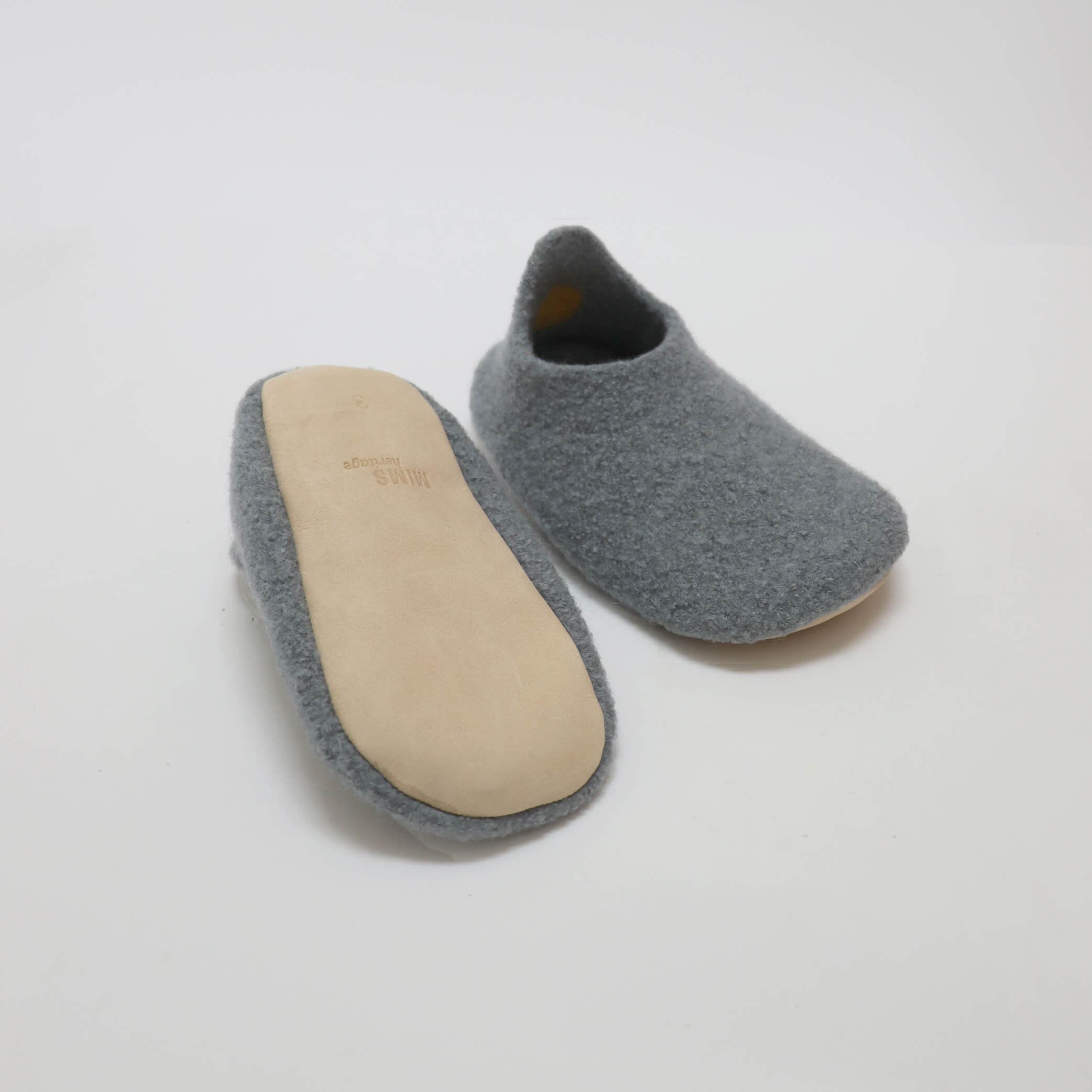 Kids Merino Wool Slippers - Grey Blue