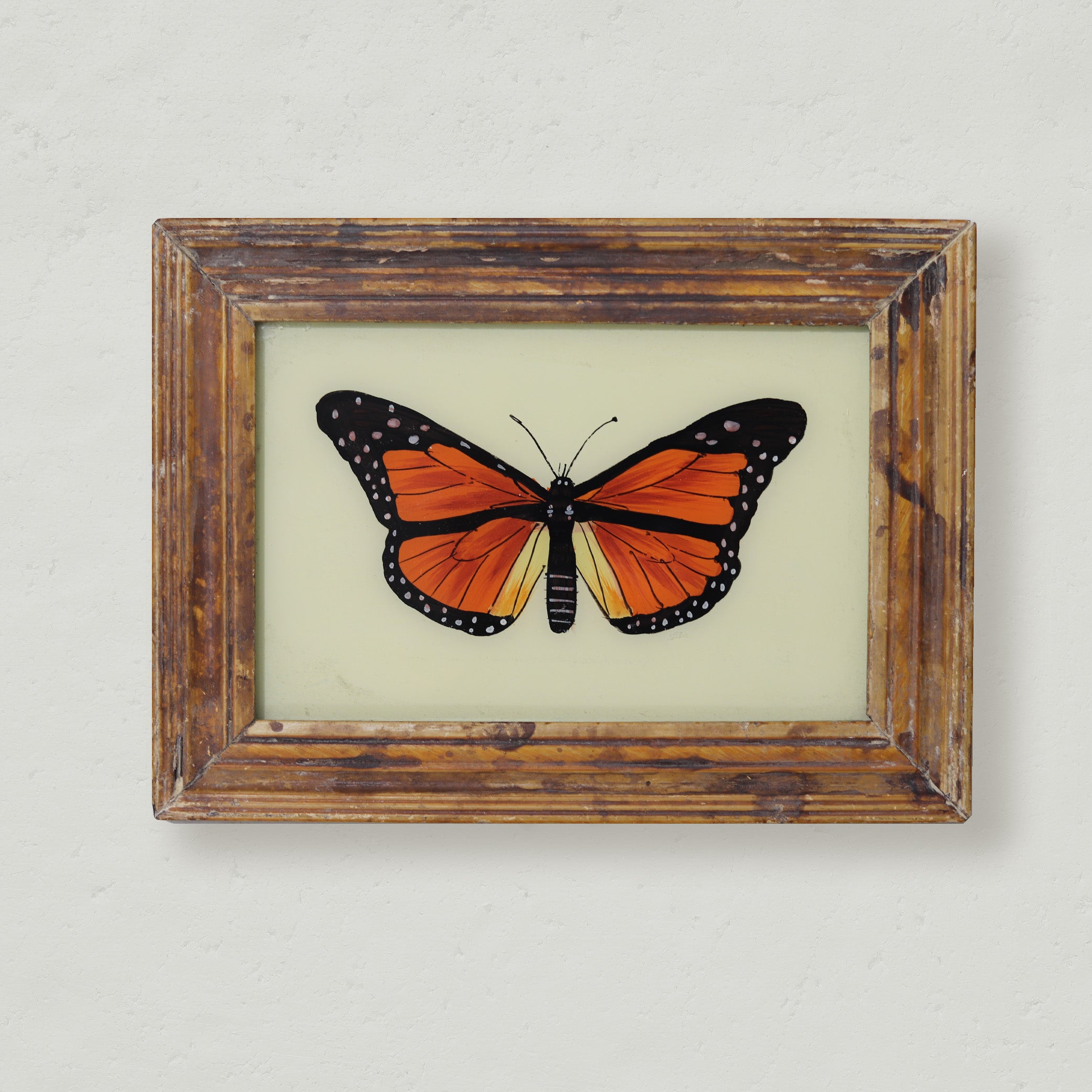 Vintage framed butterfly painting