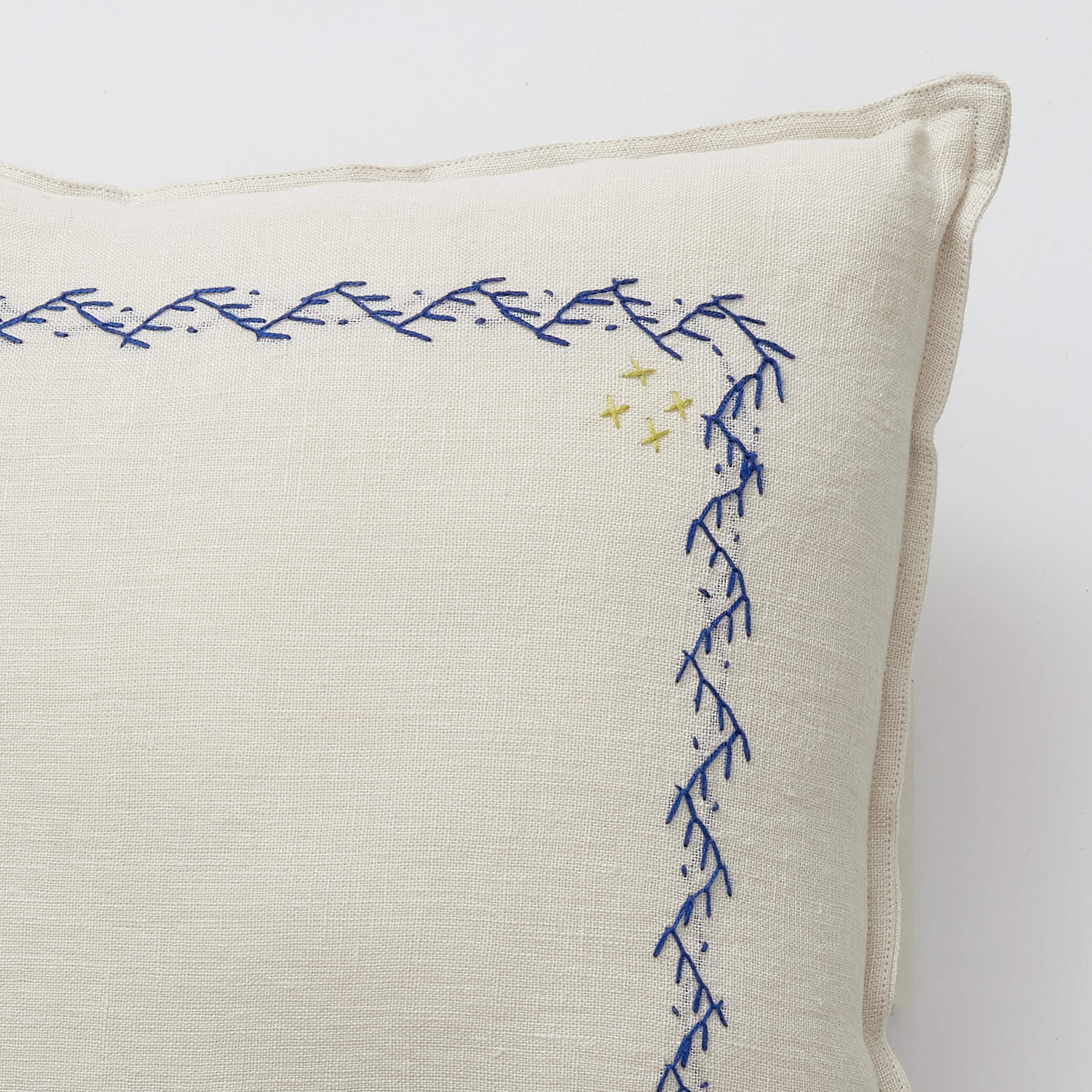 Camomile Linen Square Zig Zag Cushion