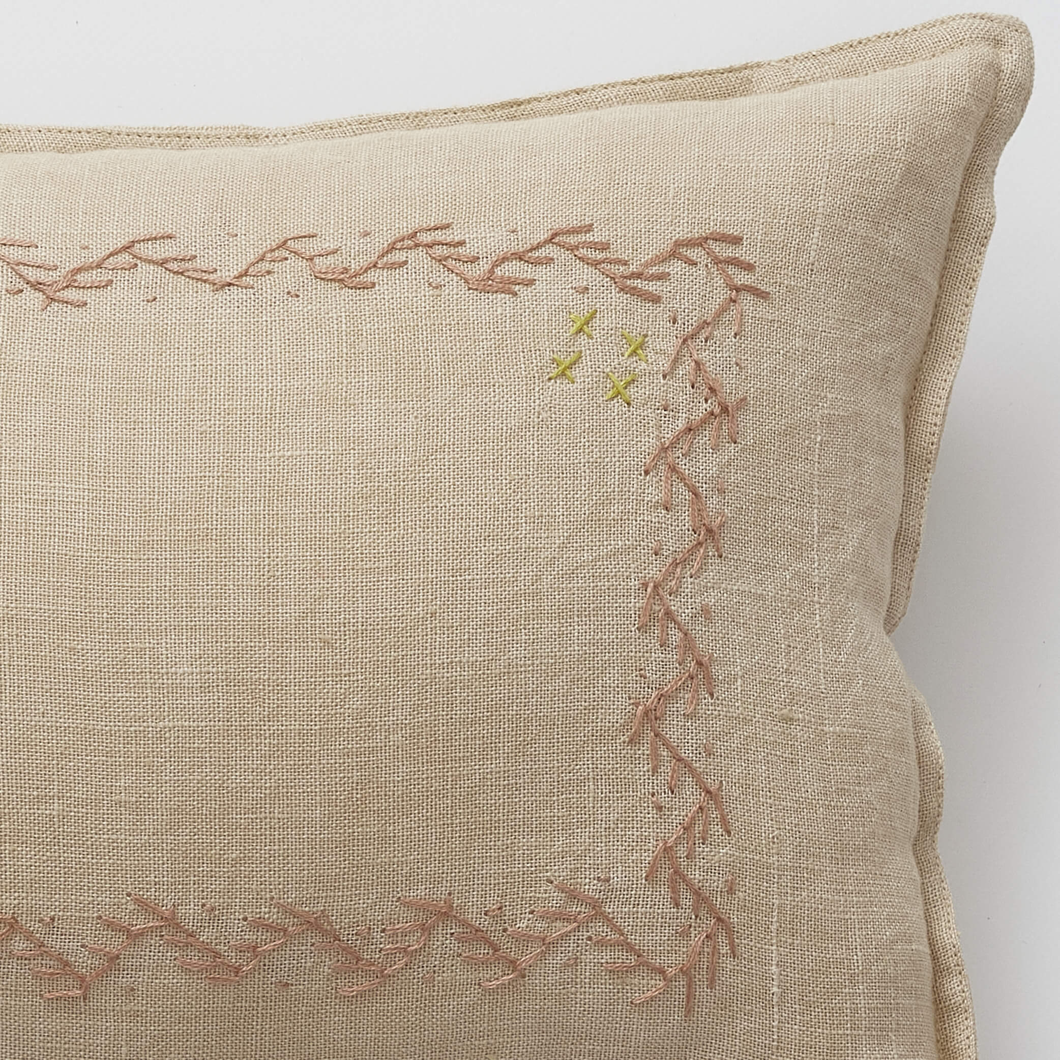 Hand embroidered  Small Zig Zag Cushion