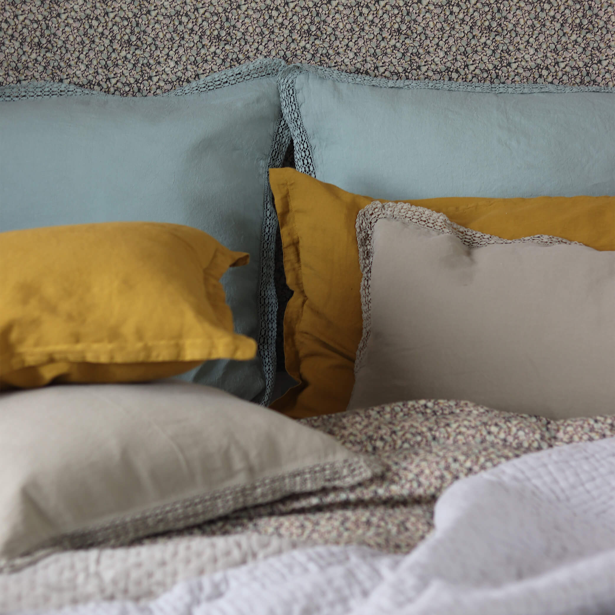 Washed Linen Cotton Oxford Pillowcase - Celedon