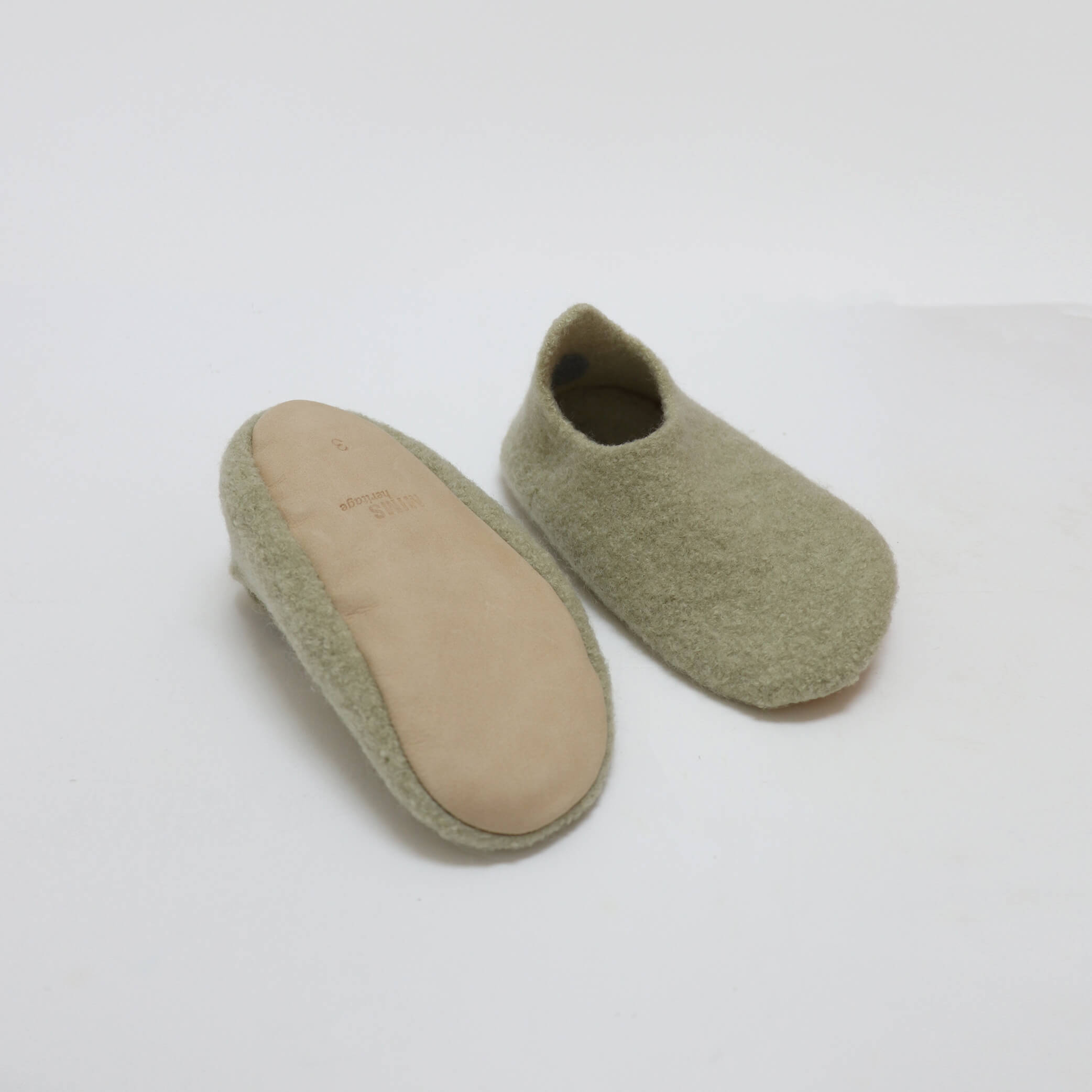 Kids Merino Wool Slippers - Celery