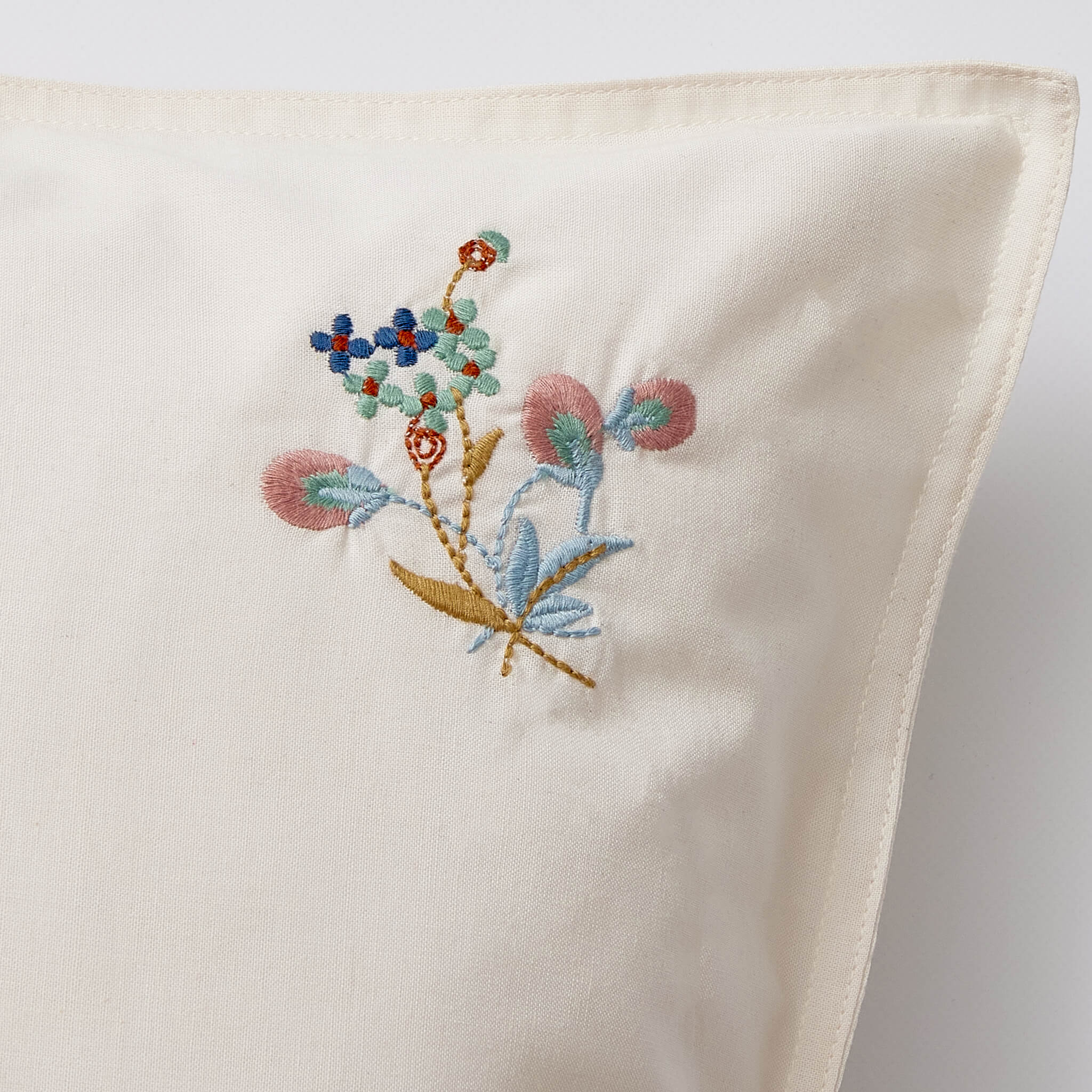 Flower Embroidered Chalk Pillowcase