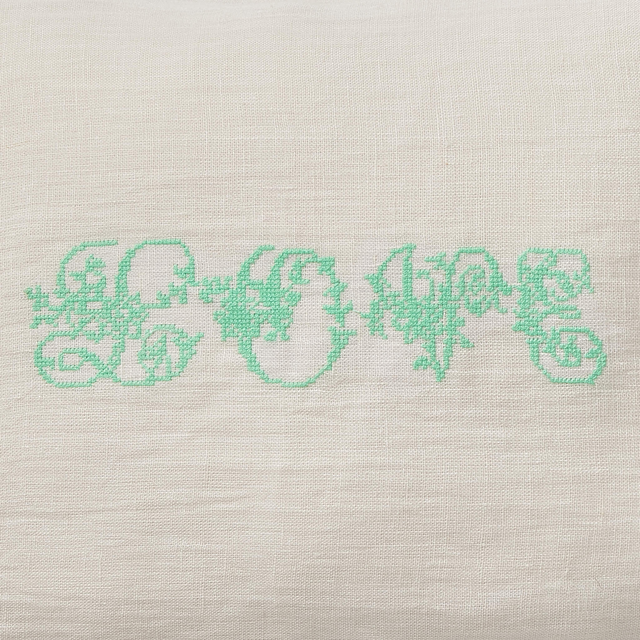 LOVE Embroidered Chalk Linen Cushion