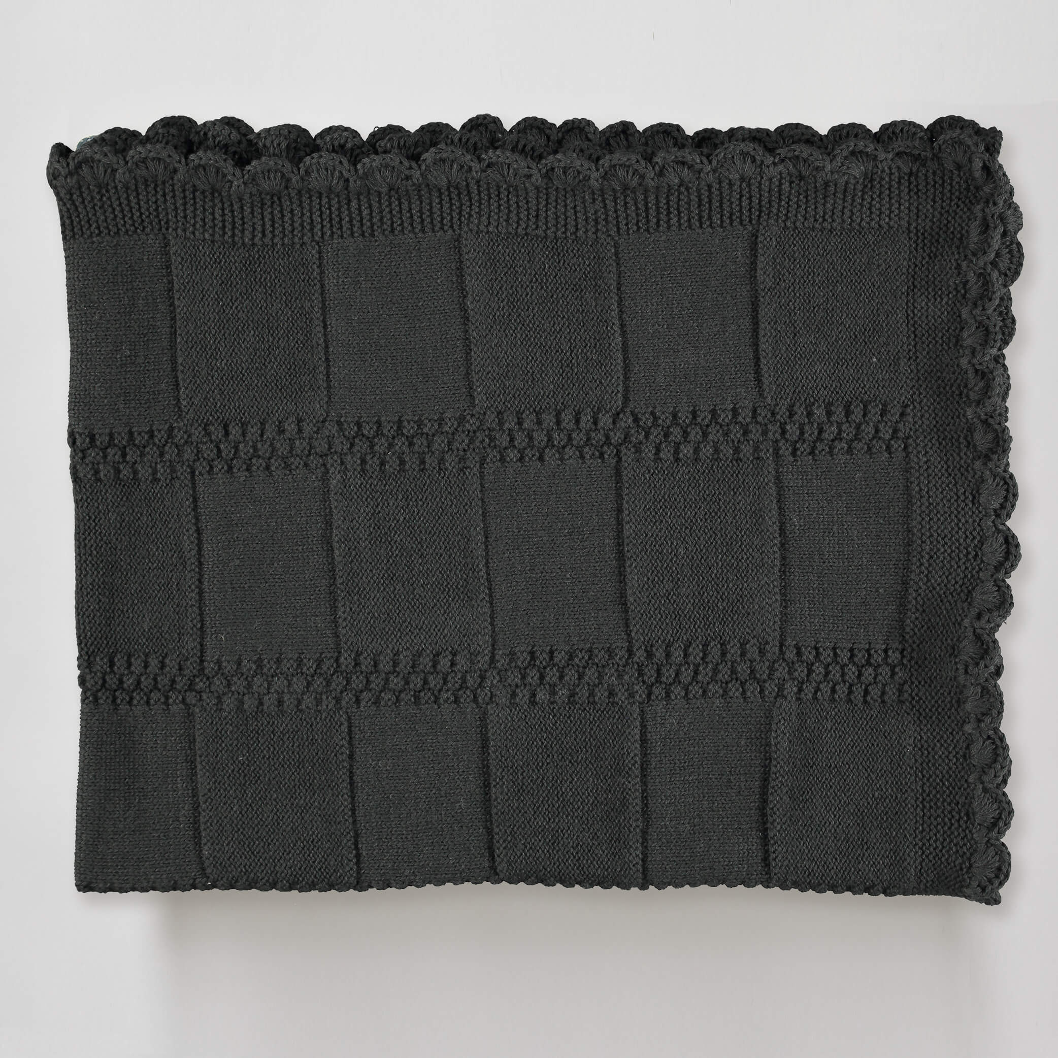 Merino Wool Knitted Baby Blanket - Dark Graphite