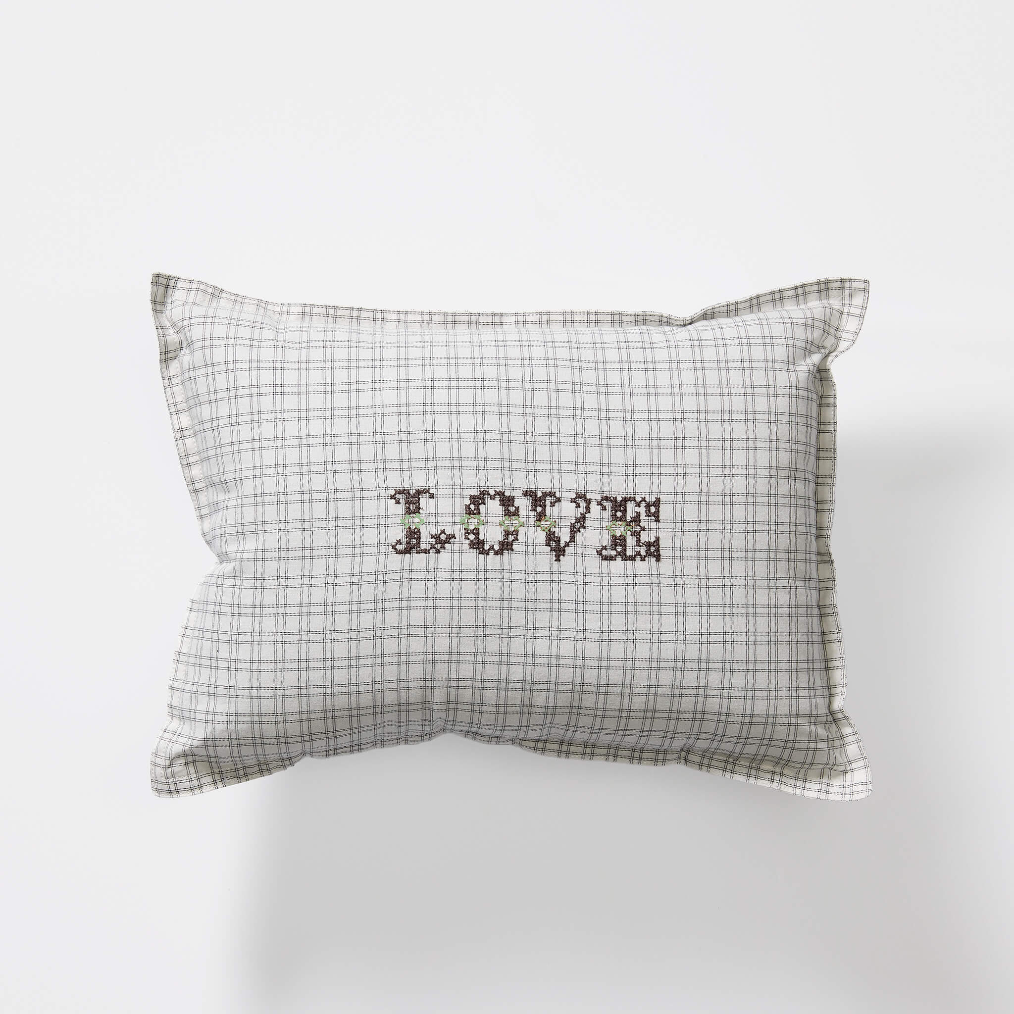 Camomile Love Padded Cushion - Grid Check