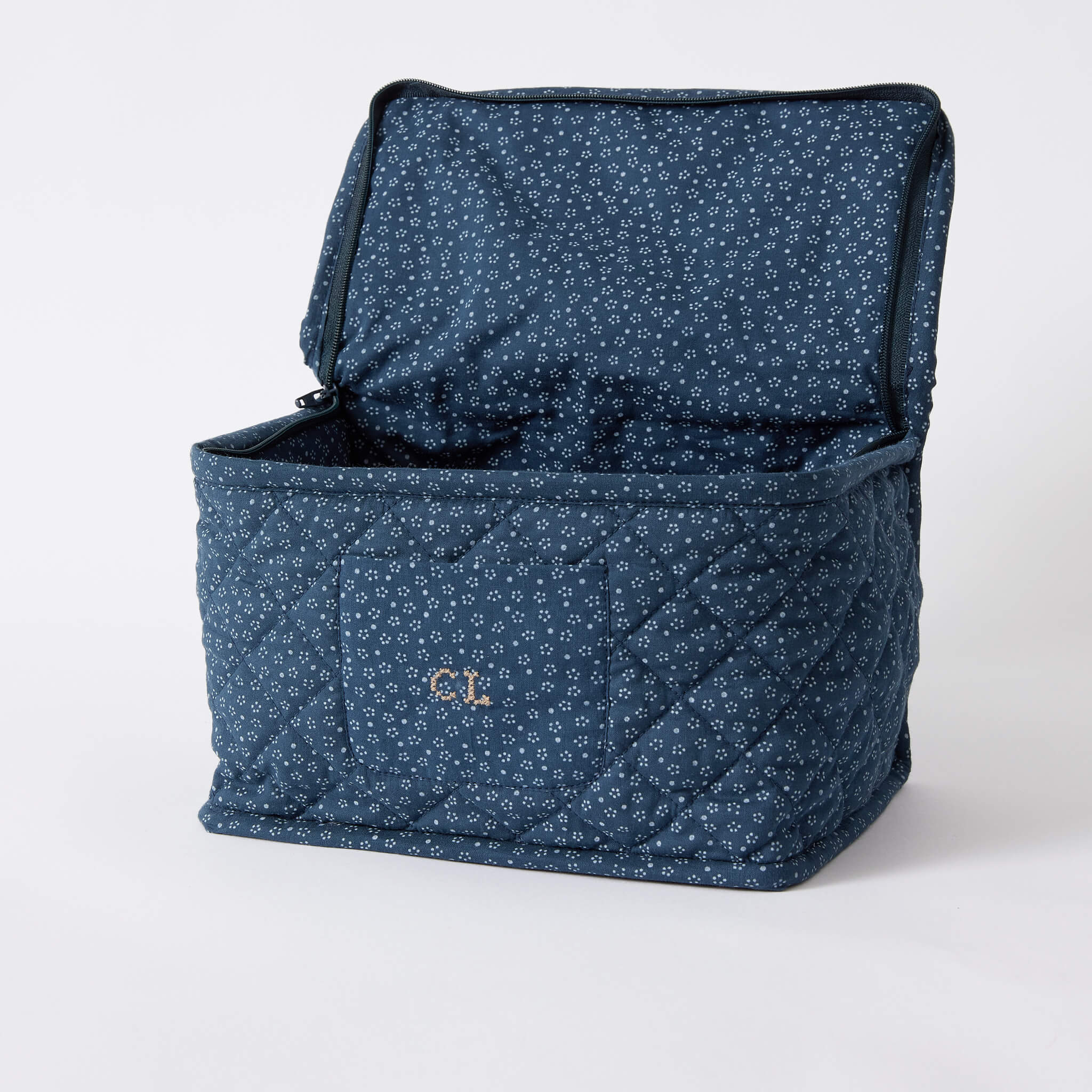 Beauty/Toiletry Bag in Indigo Dot