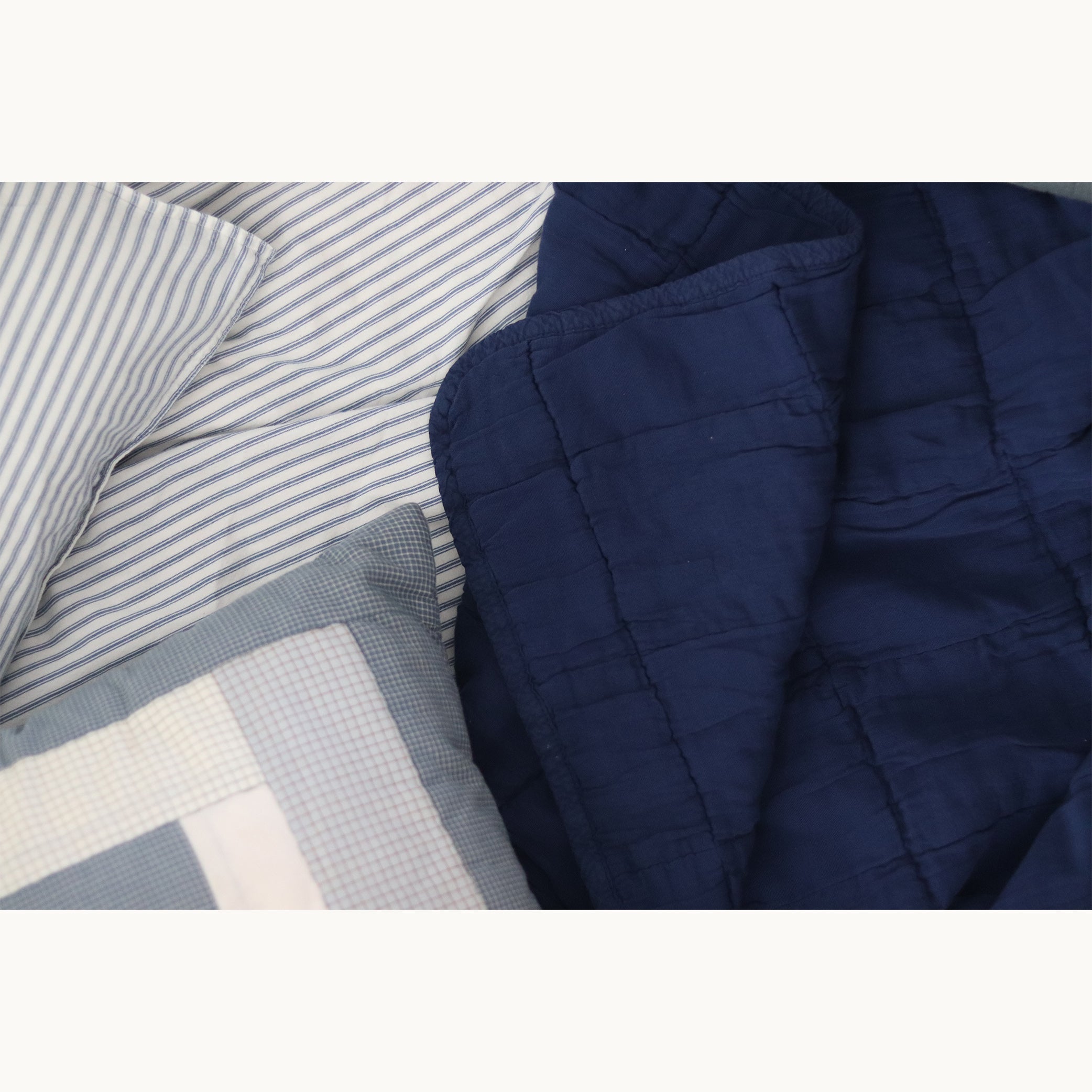 Square Quilted Gauze Blanket - Indigo