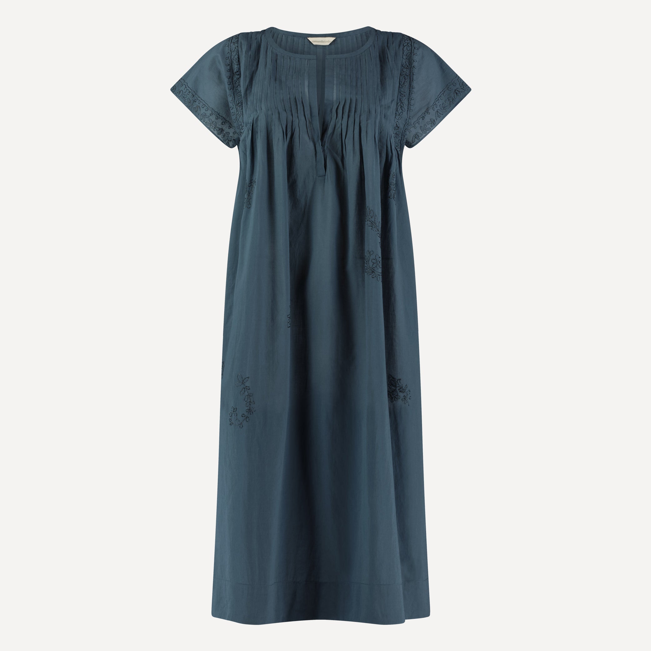 Pin Tuck Cotton Voile Dress in Ink