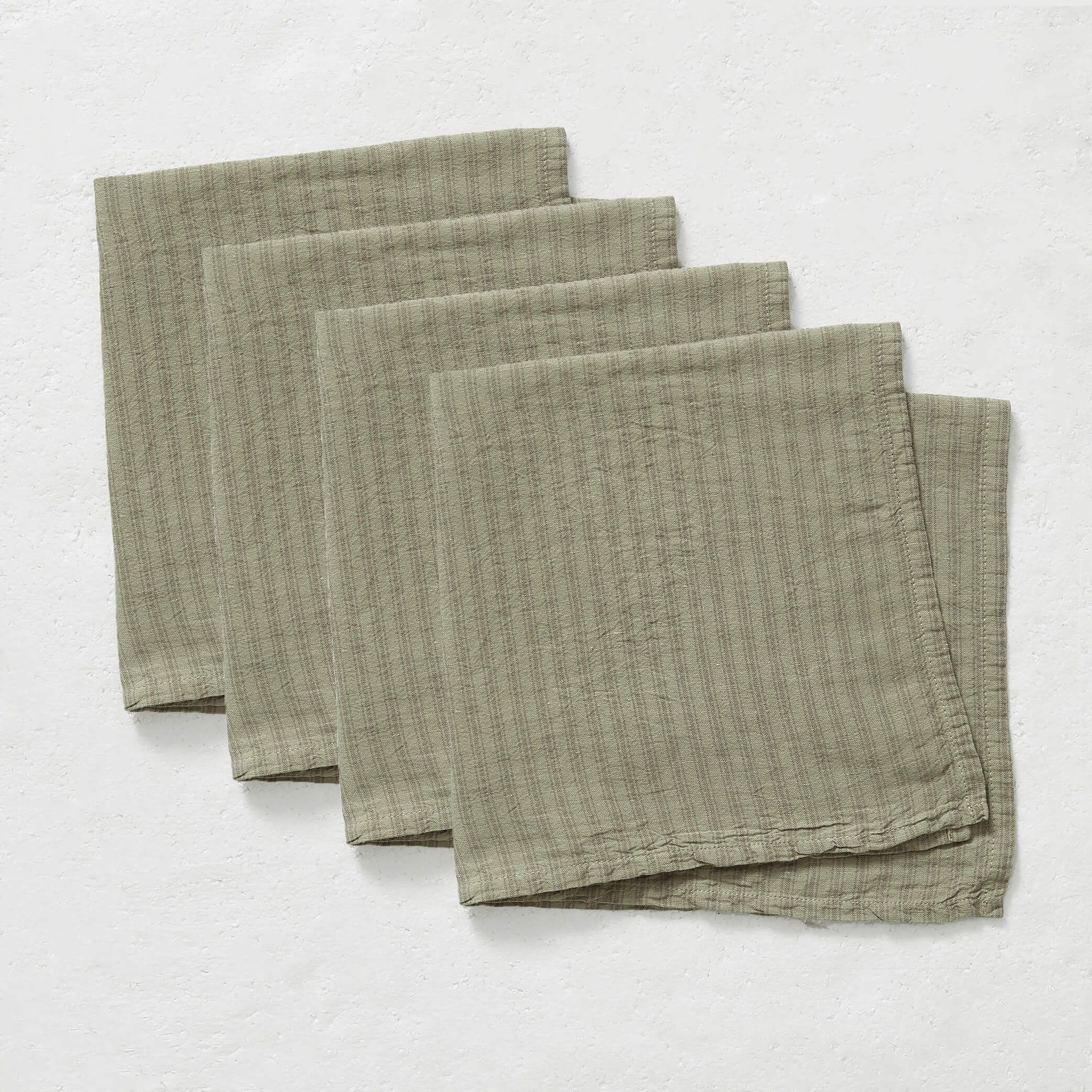 Set of 4 Olive Ticking Stripe Napkins