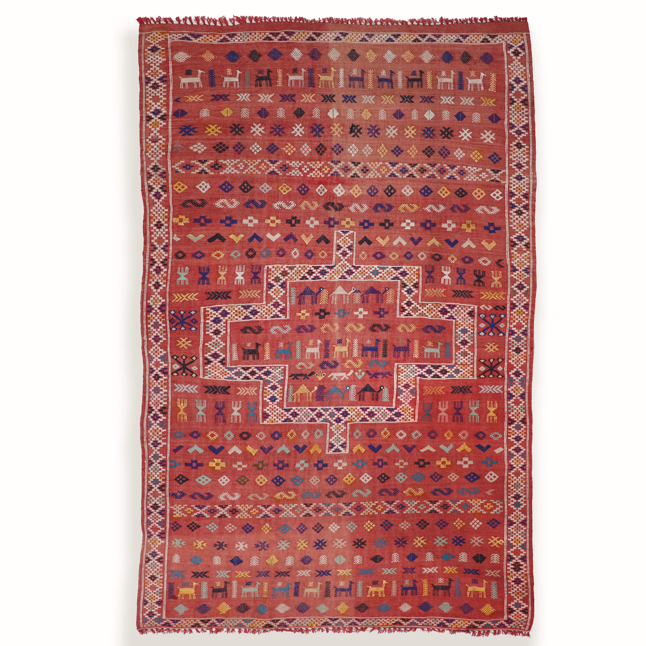 Brick Red Morocco Atlas Mountain Tribal rug - W115cm x L180cm