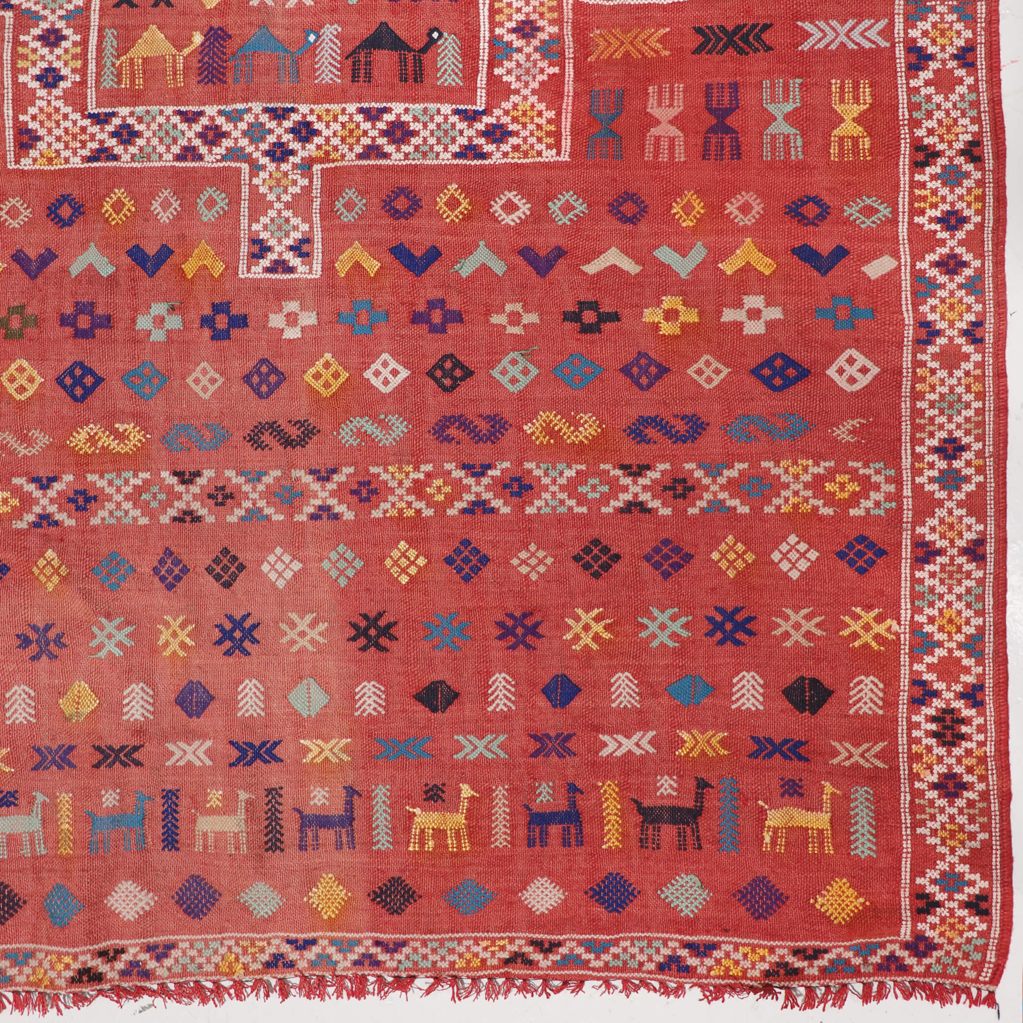 Brick Red Morocco Atlas Mountain Tribal rug - W115cm x L180cm