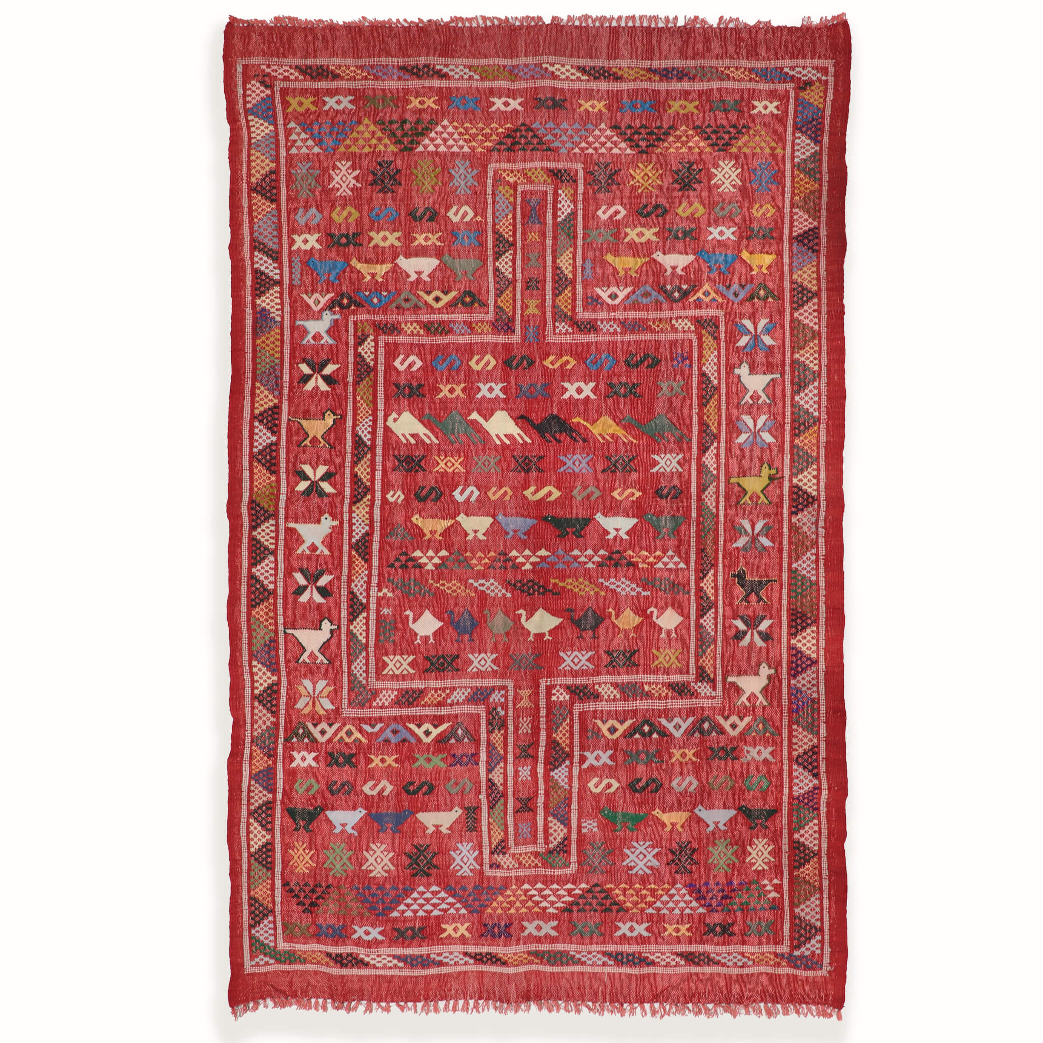 Red Morocco Atlas Mountain Tribal rug - W117cm x L177cm