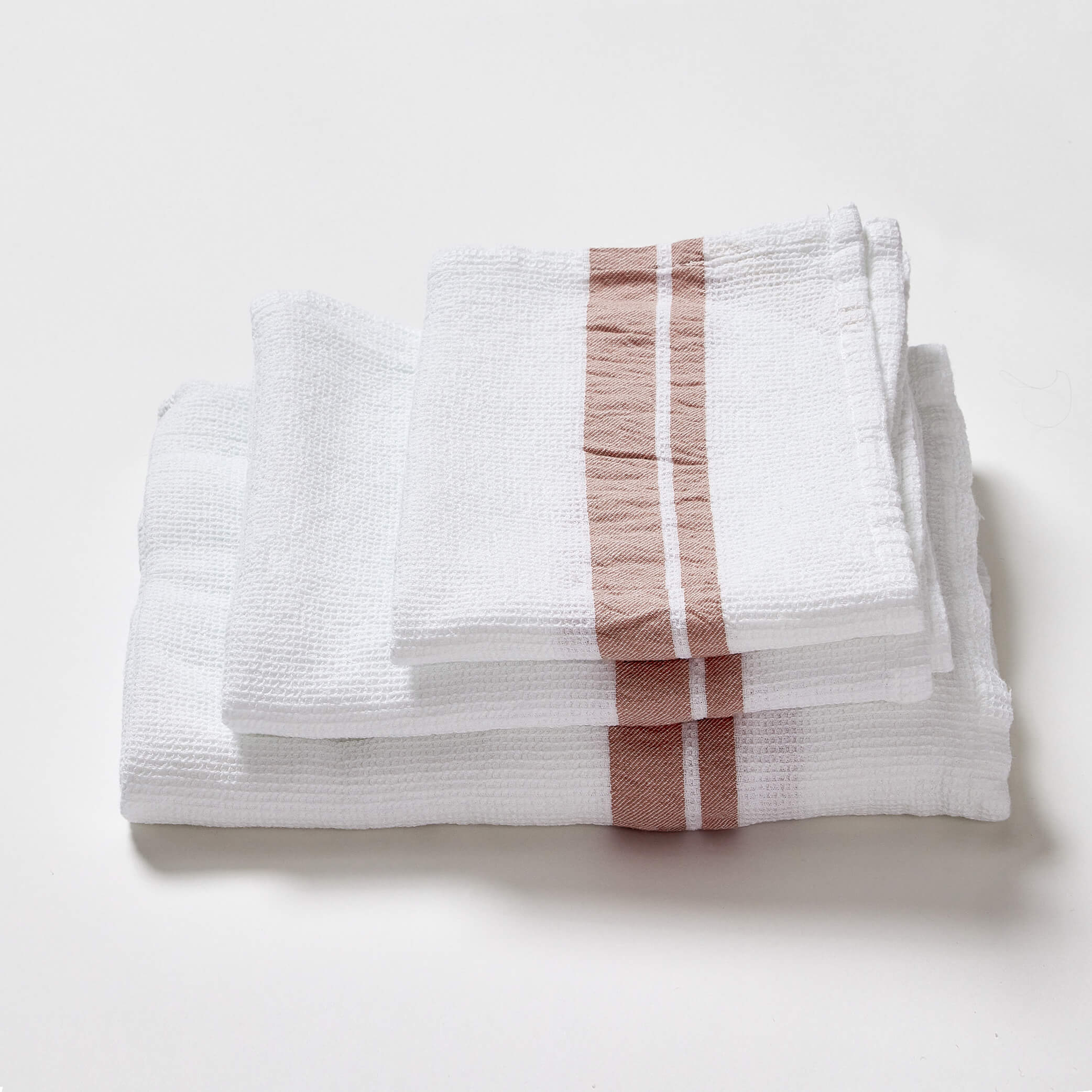 White Stripe Soft Waffle Cotton Towels