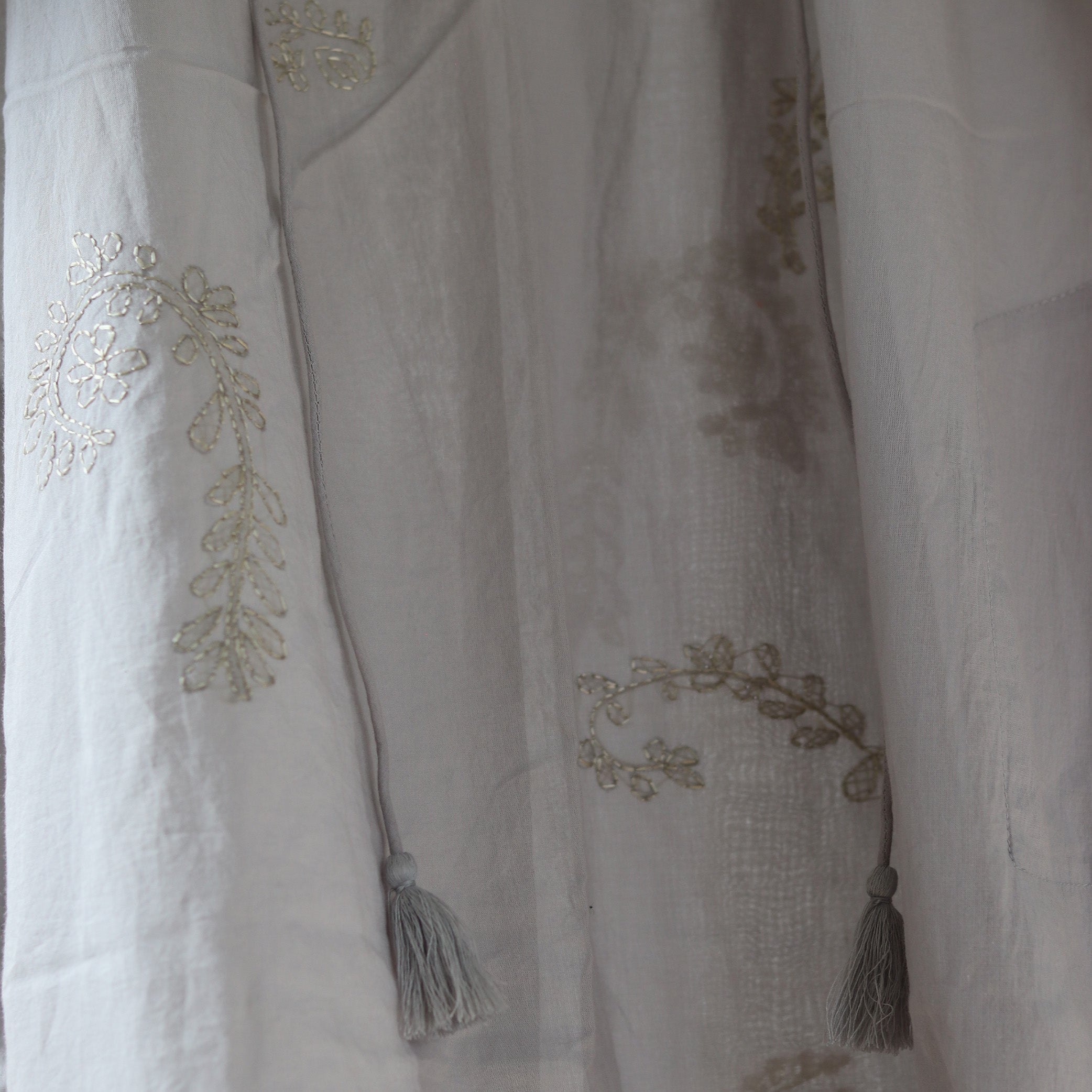 Hand Embroidered Cotton Voile Kaftan Dress