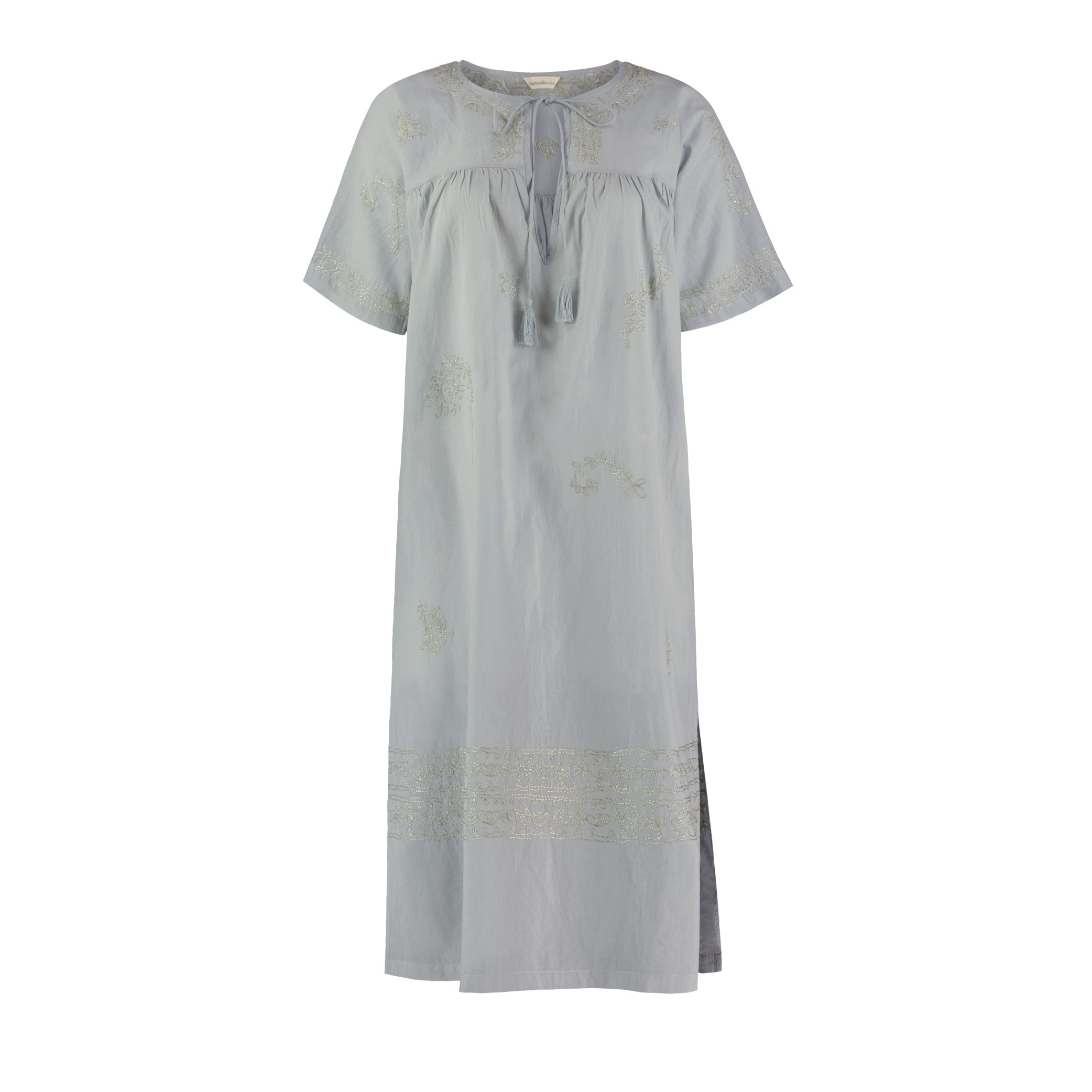 Hand Embroidered Cotton Voile Kaftan Dress