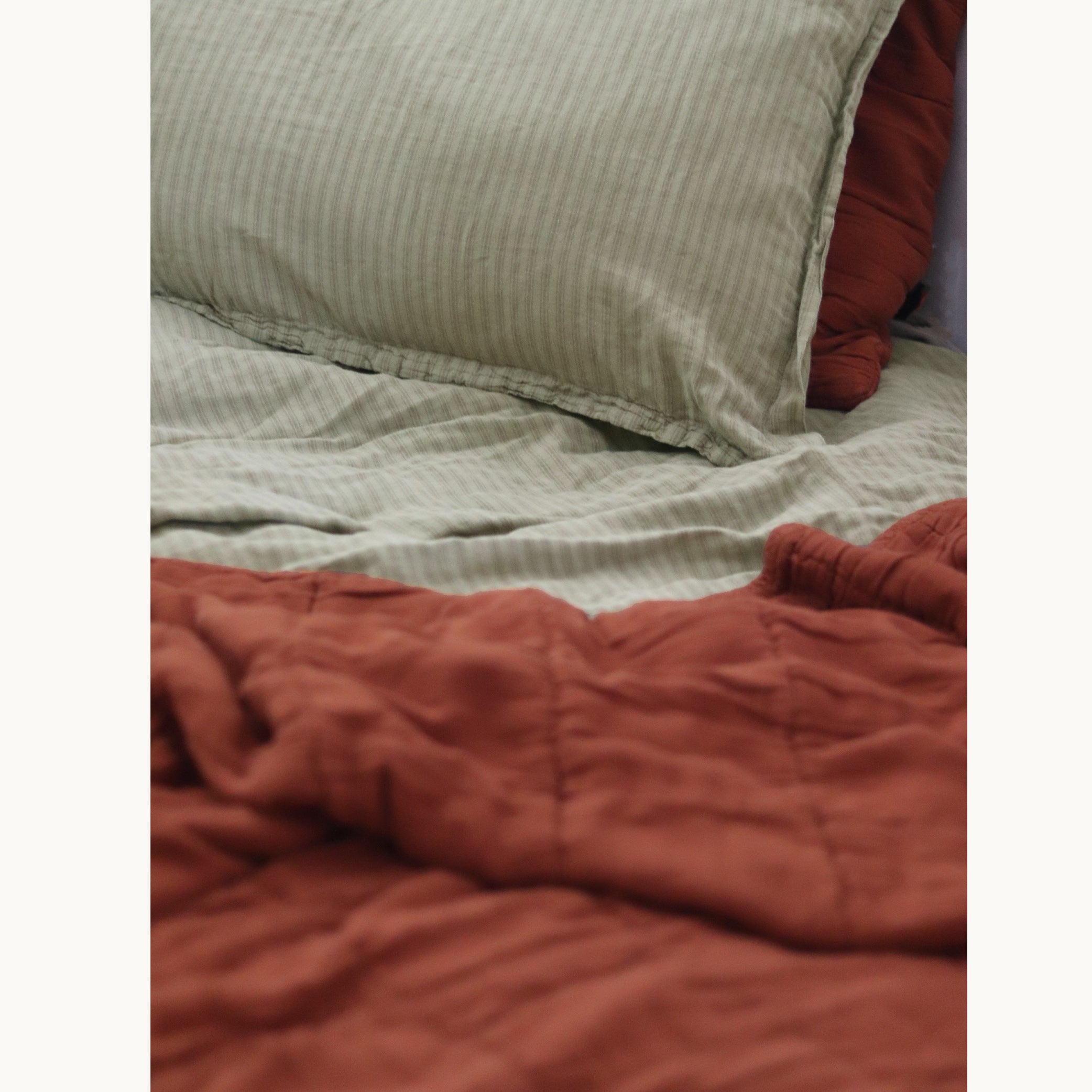 Square Quilted Gauze Blanket - Spice