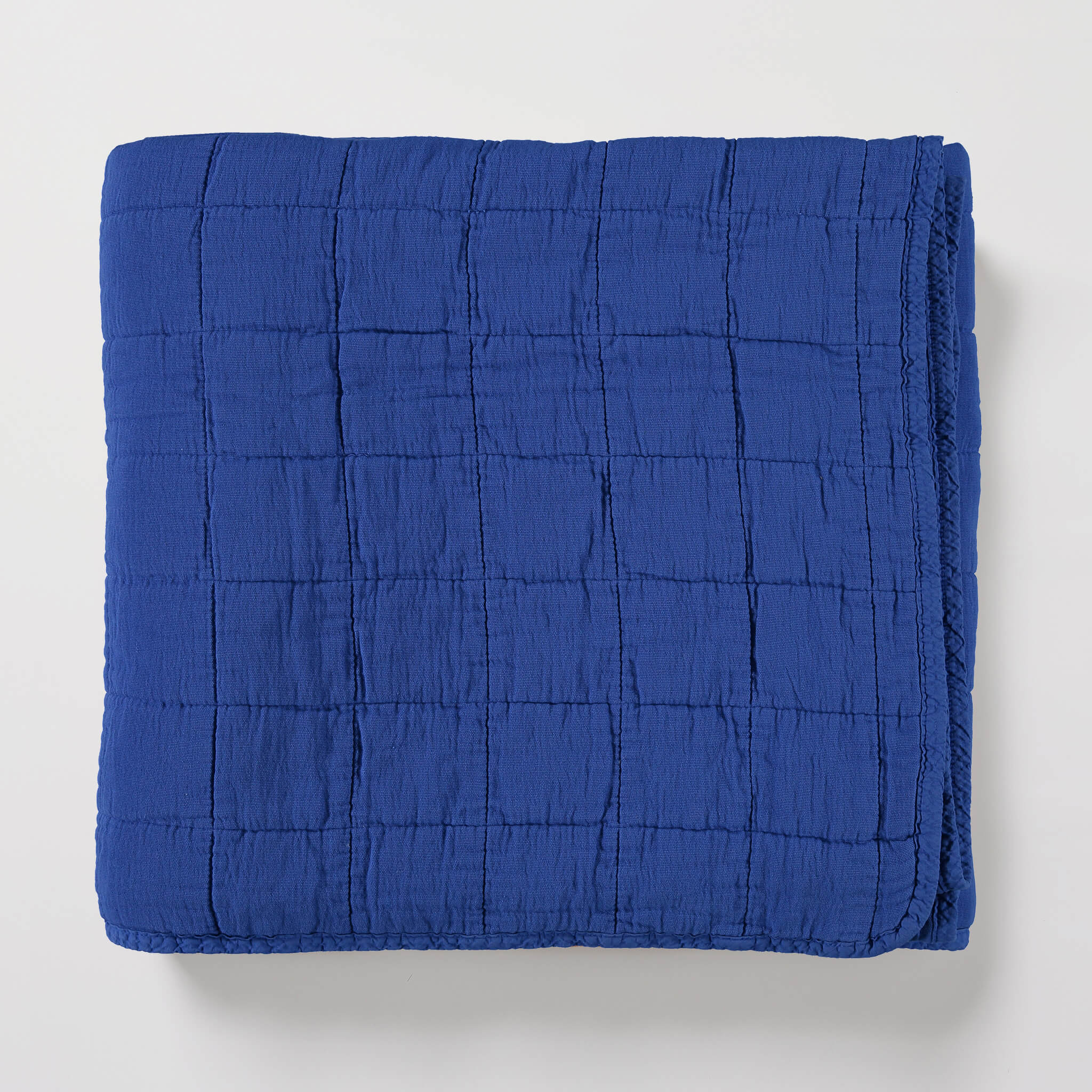 Square Quilted Gauze Blanket - Cobalt Blue