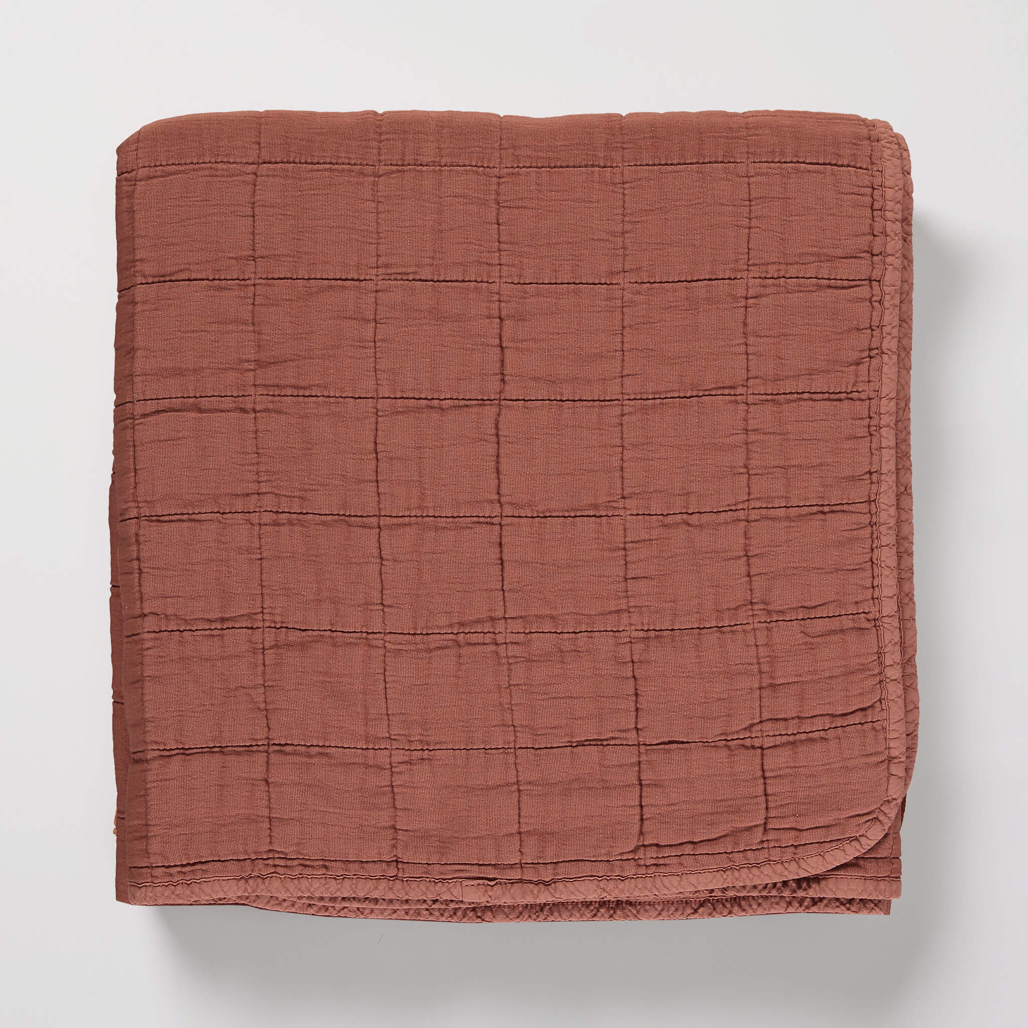 Square Quilted Gauze Blanket - Deep Clay