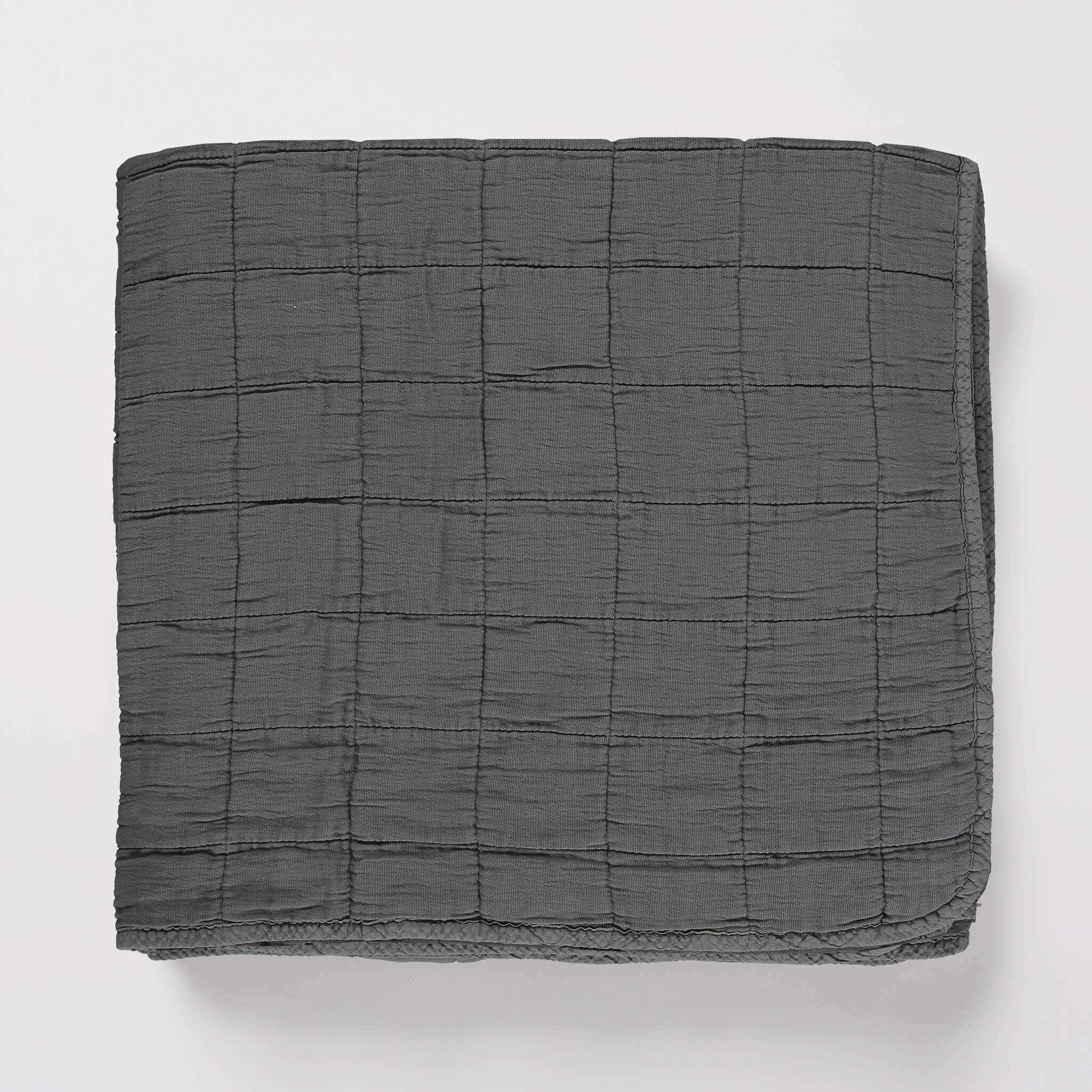 Square Quilted Gauze Blanket - Graphite