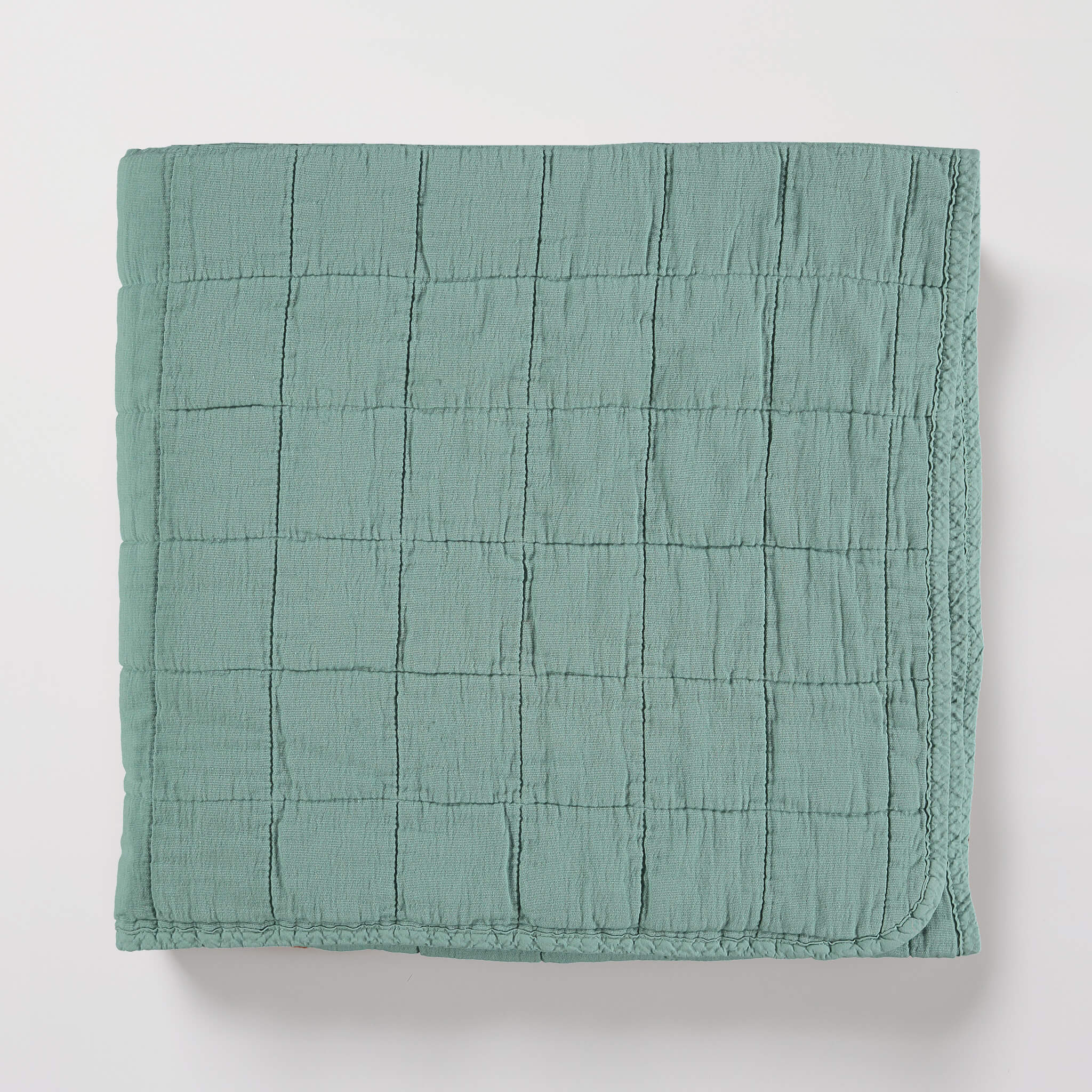 Square Quilted Gauze Blanket - Light Teal