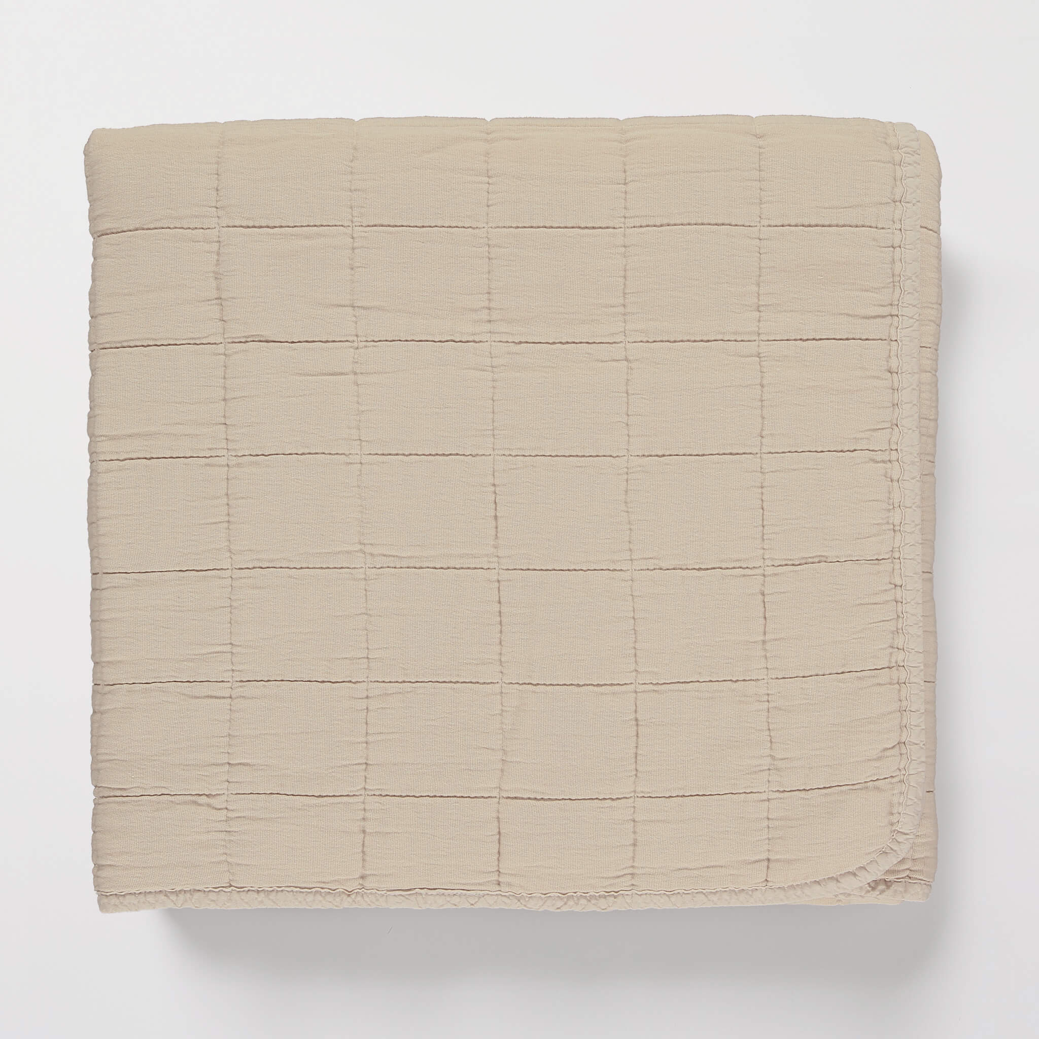 Square Quilted Gauze Blanket - Stone