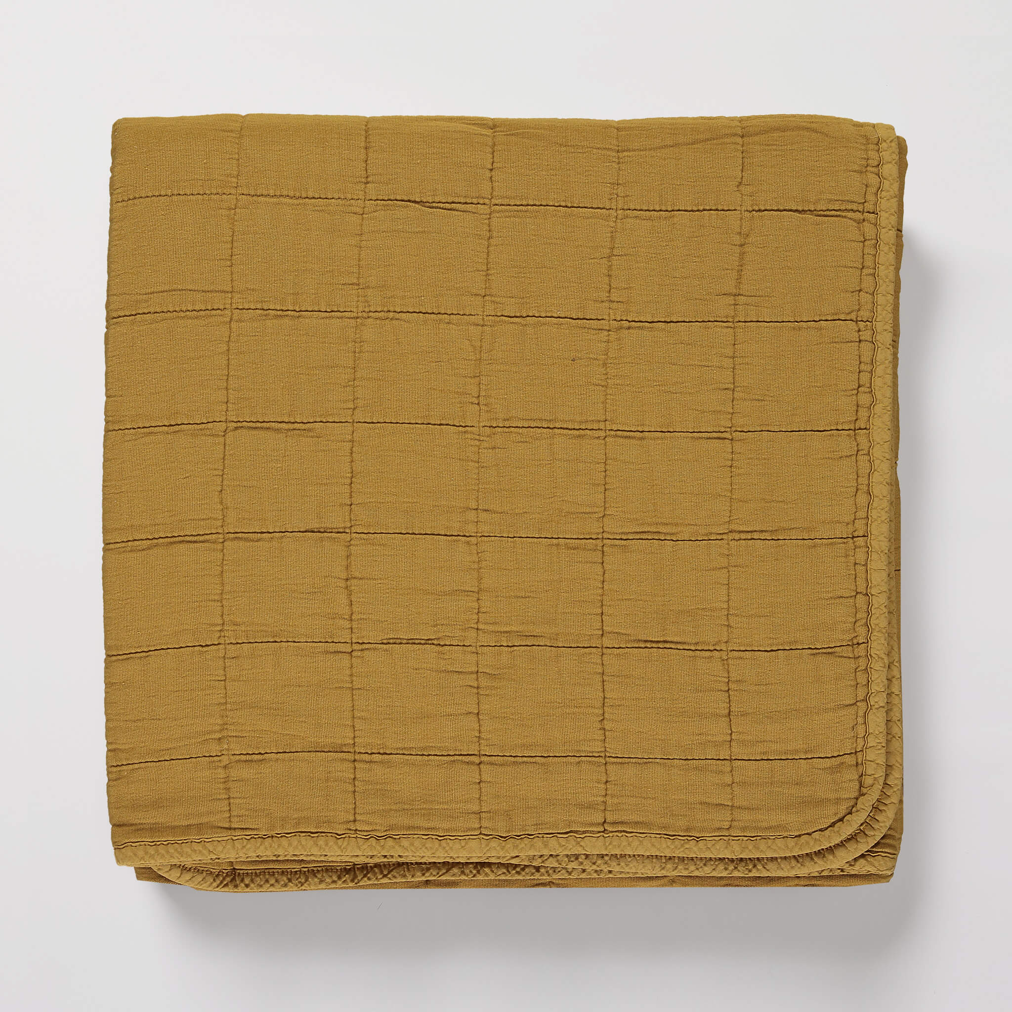 Square Quilted Gauze Blanket - Ochre